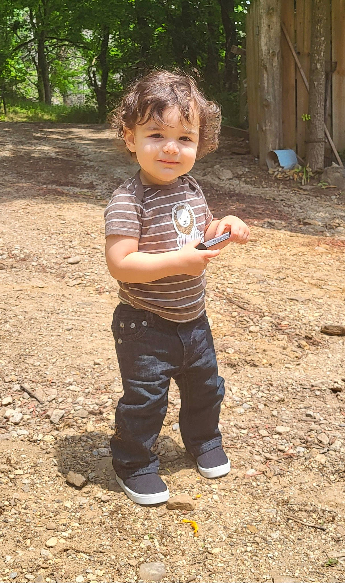 Azariah is registered to the contest to win money with this photo: baby, baby_toddler_clothing, ball, child, fun, grass, hand, happy, head, joy, leisure, people_in_nature, person, plant, play, sitting, sleeve, soil, toddler, tree