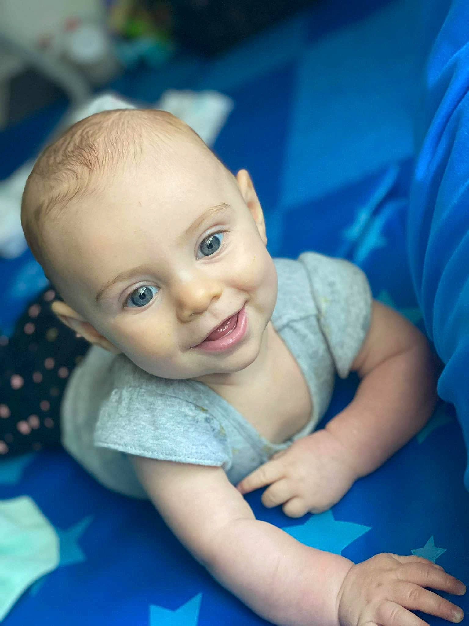 Tahlia joined the competition — help win amazing prizes! arm, azure, baby, baby_toddler_clothing, blue, cheek, chin, doll, eye, facial_expression, flash_photography, fun, hand, happy, human_body, iris, mouth, nose, person, skin