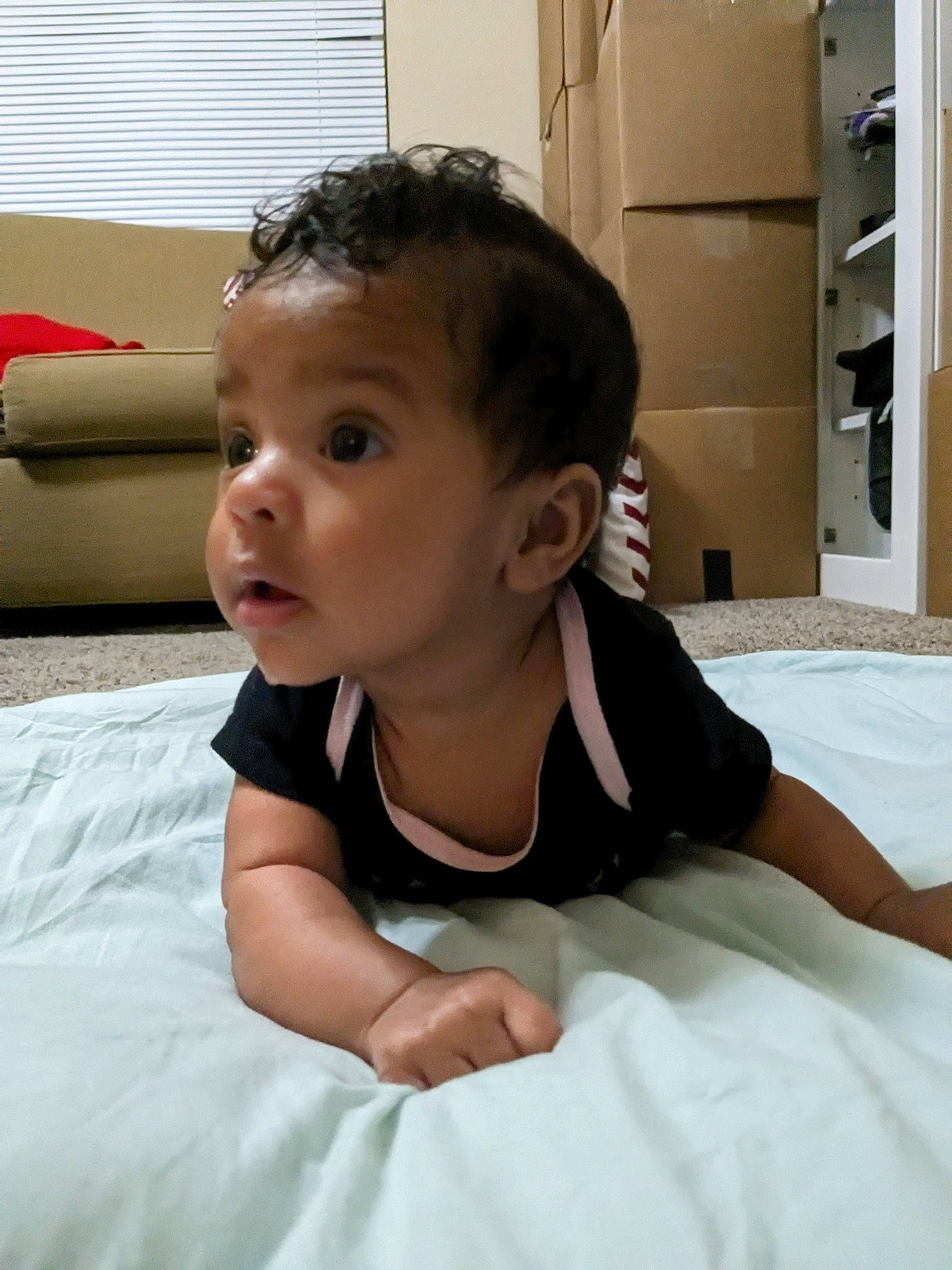 Hermione joined the competition — help win amazing prizes! baby_toddler_clothing, chin, comfort, elbow, eye, eyebrow, face, floor, flooring, gesture, hair, happy, head, nose, person, shoulder, skin, sleeve, smile, surprise