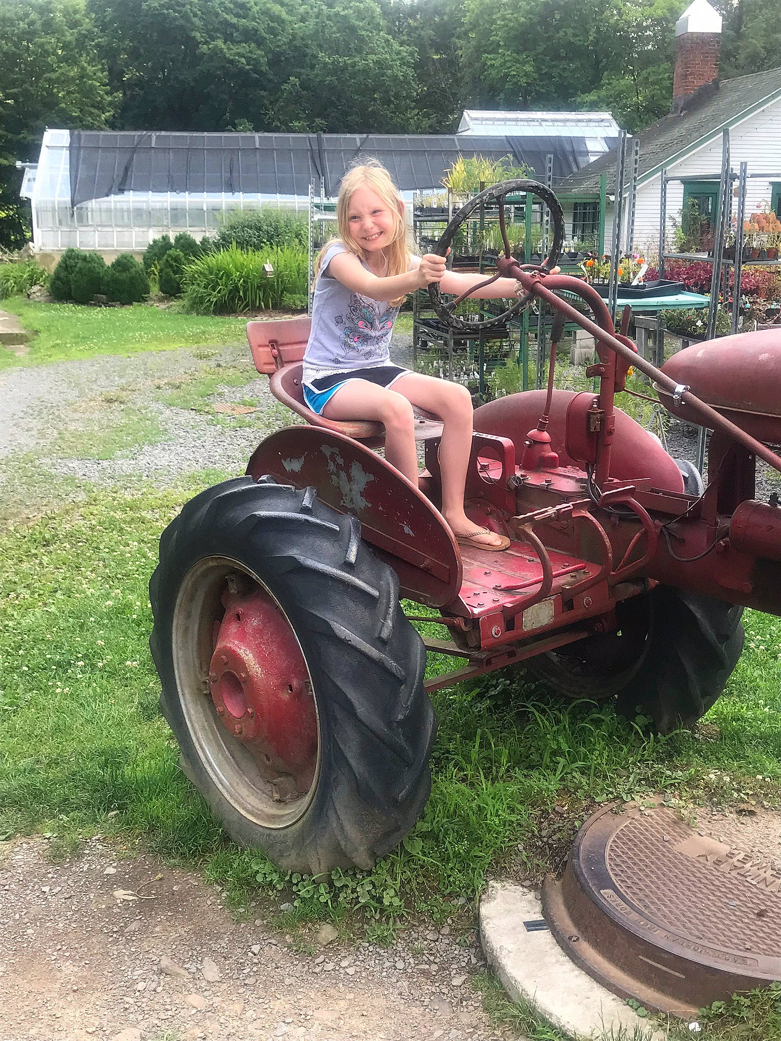 Cheyanne is registered to the contest to win money with this photo: agricultural_machinery, auto_part, automotive_tire, automotive_wheel_system, fender, grass, joy, mode_of_transport, motor_vehicle, person, plant, rim, rolling, synthetic_rubber, tire, tire_care, tractor, tread, tree, vehicle