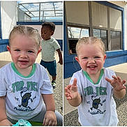 Ayla joined the competition — help win amazing prizes! toddler, child, outdoor, sunlight, playground, happy, smiling, boy, girl, casual_clothing, shorts, tshirt, daycare, play, people, portrait, expression, fun, young, kids