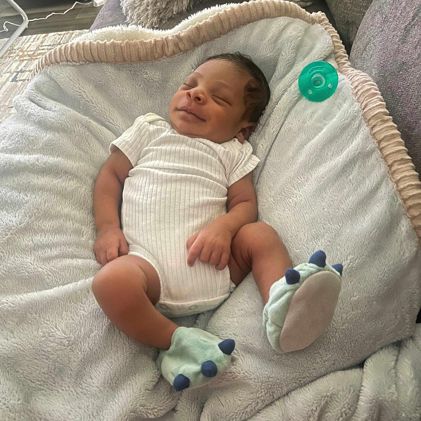 Terriell Jr. joined the competition — help win amazing prizes! architecture, baby, bed, blanket, clothing, cradle, crib, cushion, face, furniture, head, homedecor, hosiery, infantbed, newborn, person, photography, portrait, sleeping, sock