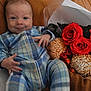 baby, bodypart, clothing, couch, cushion, face, finger, flower, flowerarrangement, flowerbouquet, furniture, head, homedecor, pants, person, petal, photography, plant, portrait, rose