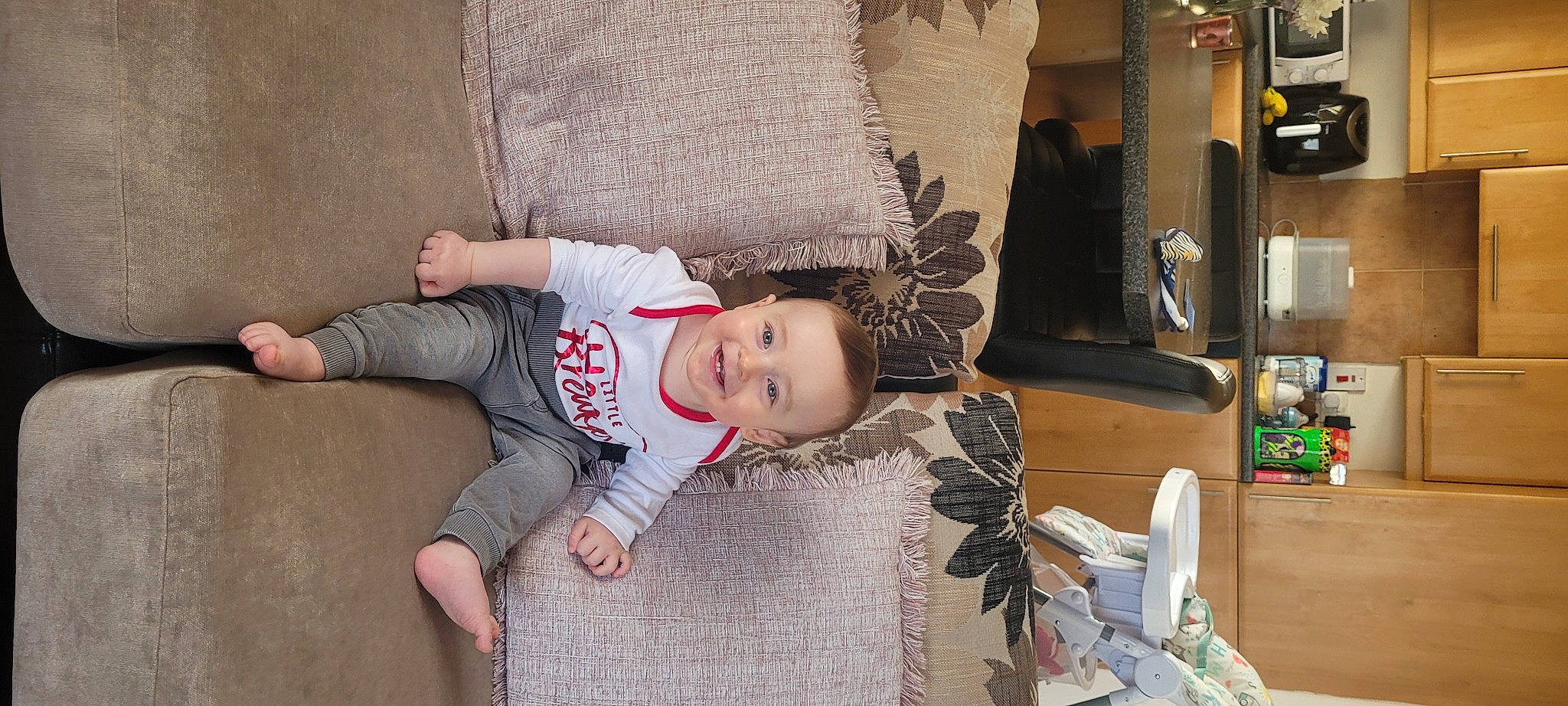 Jake joined the competition — help win amazing prizes! baby, child, comfort, event, fashion_accessory, flooring, fun, fur, human_leg, joy, linens, pattern, person, room, shelf, sitting, skin, t_shirt, textile, toddler