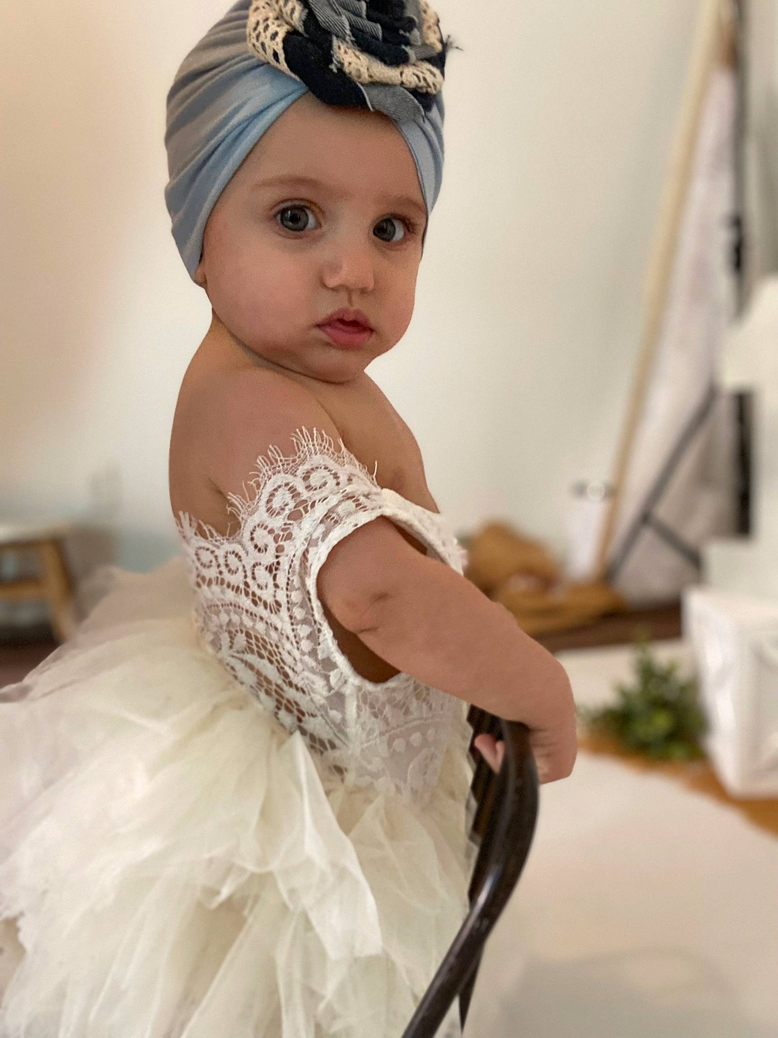 Josephine joined the competition — help win amazing prizes! baby, bridal_accessory, bridal_clothing, bridal_party_dress, child, embellishment, event, eyelash, fashion_design, flash_photography, formal_wear, gown, happy, headband, headpiece, headwear, jewellery, person, shoulder, toddler