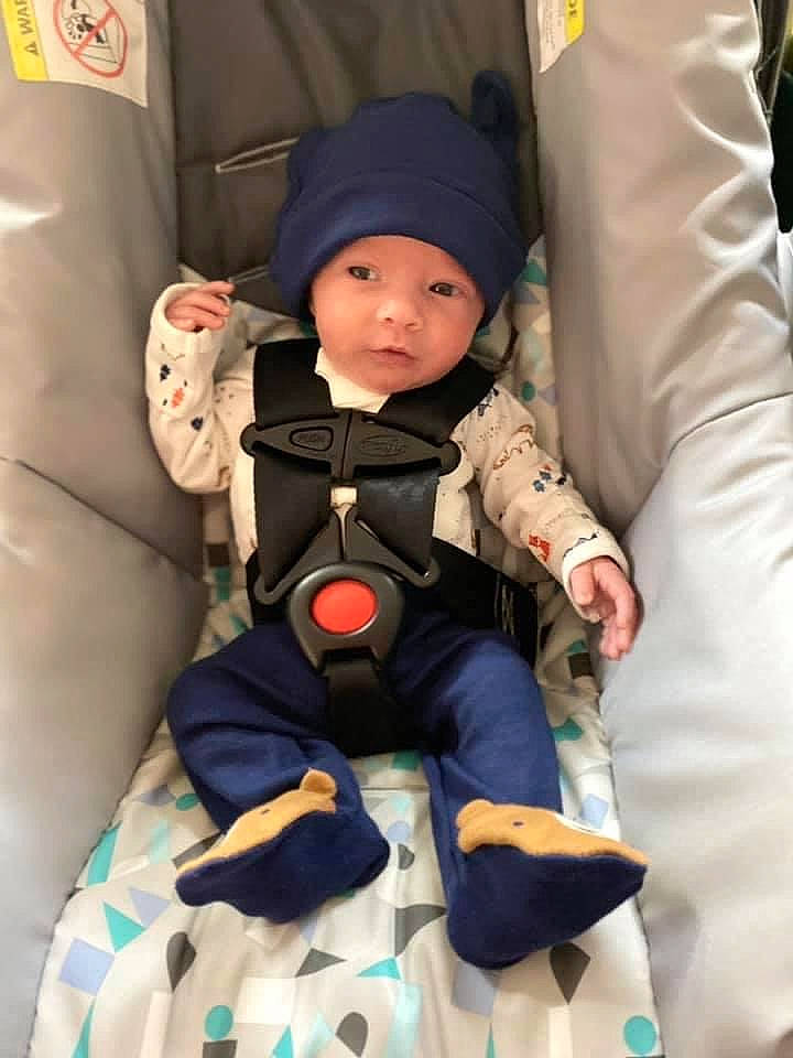 Brentlee is registered to the contest to win money with this photo: baby, baby_carriage, baby_products, car_seat, child, headwear, person, product, toddler