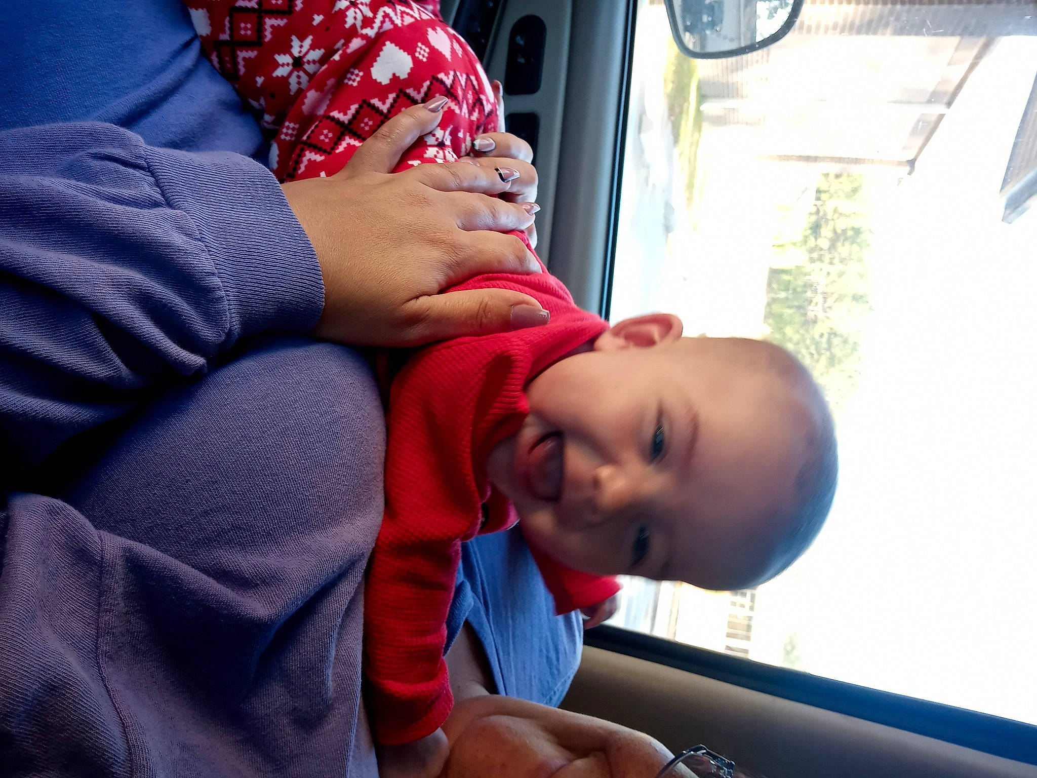 Denise joined the competition — help win amazing prizes! baby, child, comfort, elbow, electric_blue, facial_expression, finger, fun, gesture, happy, joint, leisure, mouth, person, room, sitting, thumb, toddler, tree, under_exposed