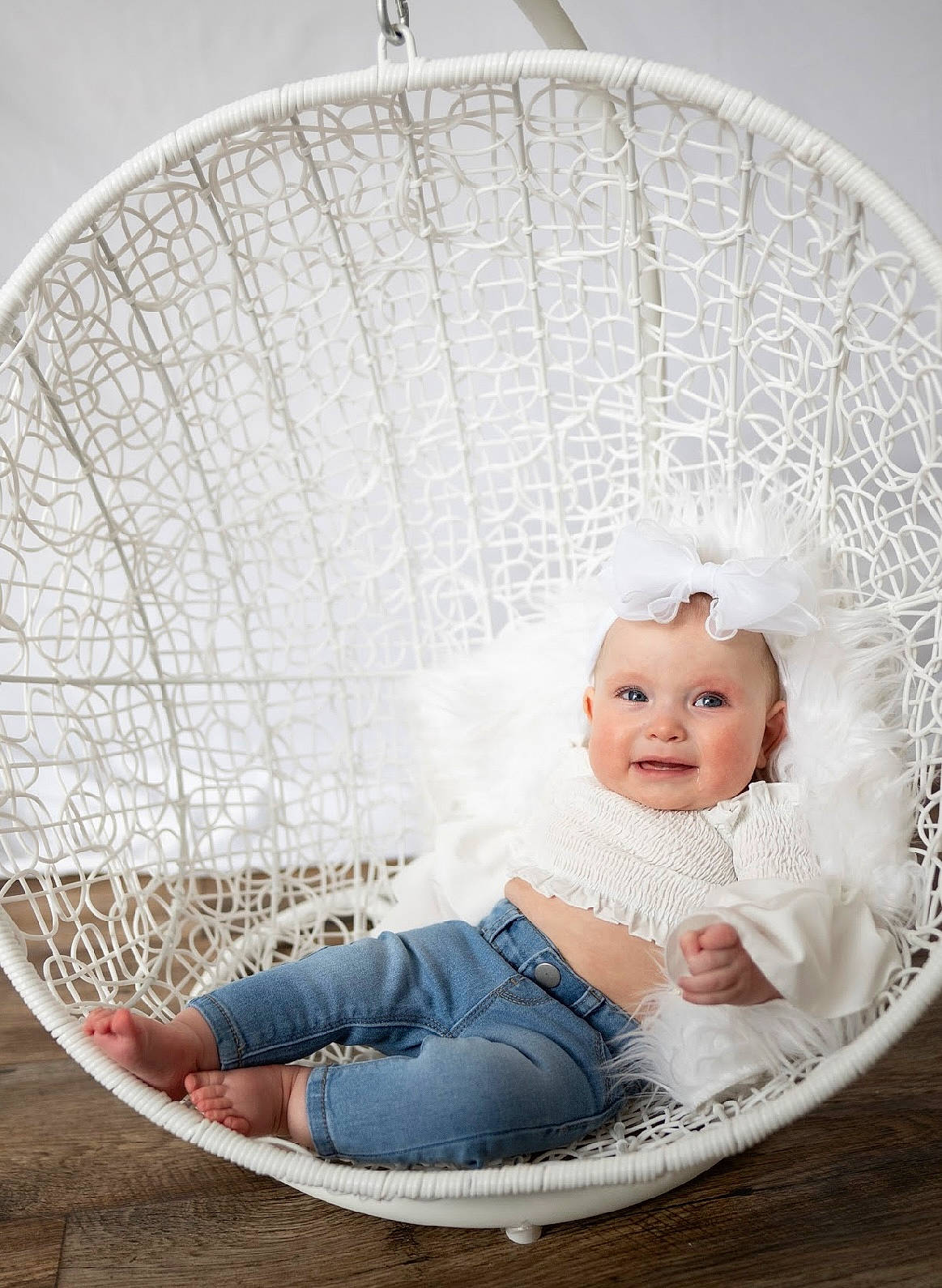 Harper joined the competition — help win amazing prizes! baby, baby_products, baby_toddler_clothing, chair, child, circle, comfort, dishware, fashion_accessory, fun, grass, happy, headwear, joy, organ, pattern, person, product, sitting, smile