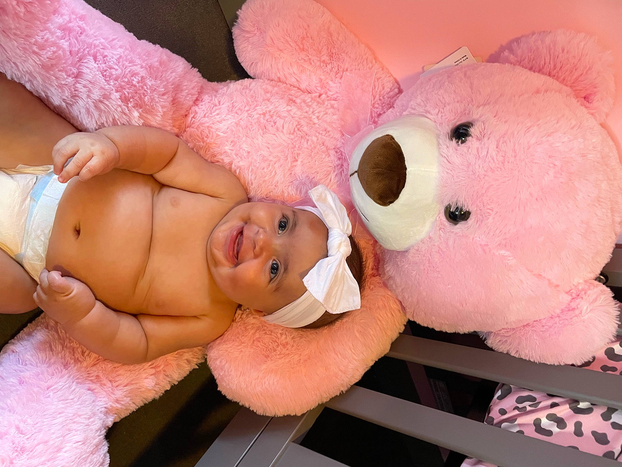 Alayah joined the competition — help win amazing prizes! abdomen, baby, baby_products, baby_toys, child, comfort, fun, fur, happy, headwear, joy, navel, person, pink, plush, product, room, stomach, stuffed_toy, teddy_bear