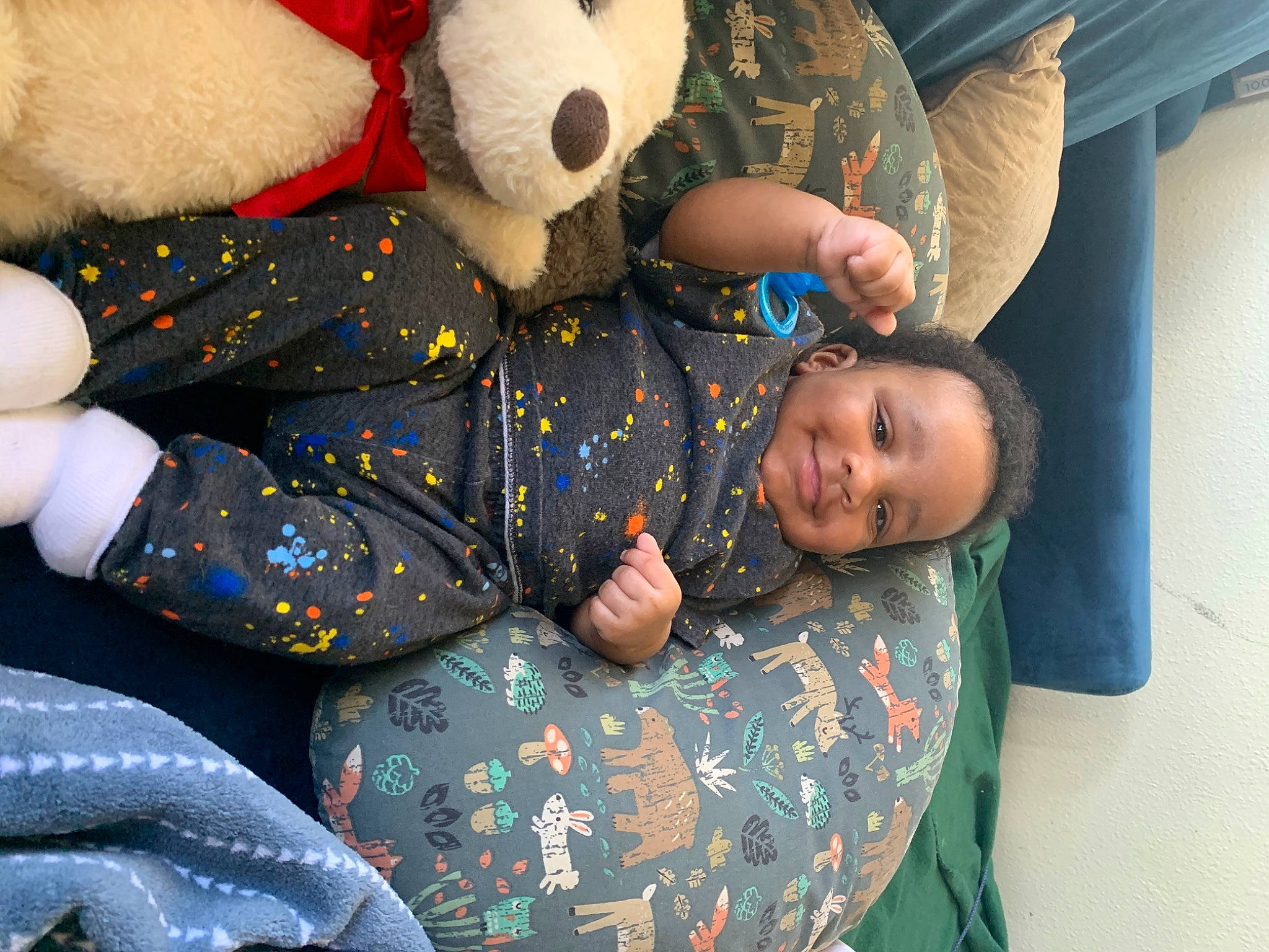 Roderick joined the competition — help win amazing prizes! baby, child, comfort, couch, curtain, fun, fur, happy, joy, leisure, mammal, organ, person, plush, room, sitting, smile, stuffed_toy, teddy_bear, textile