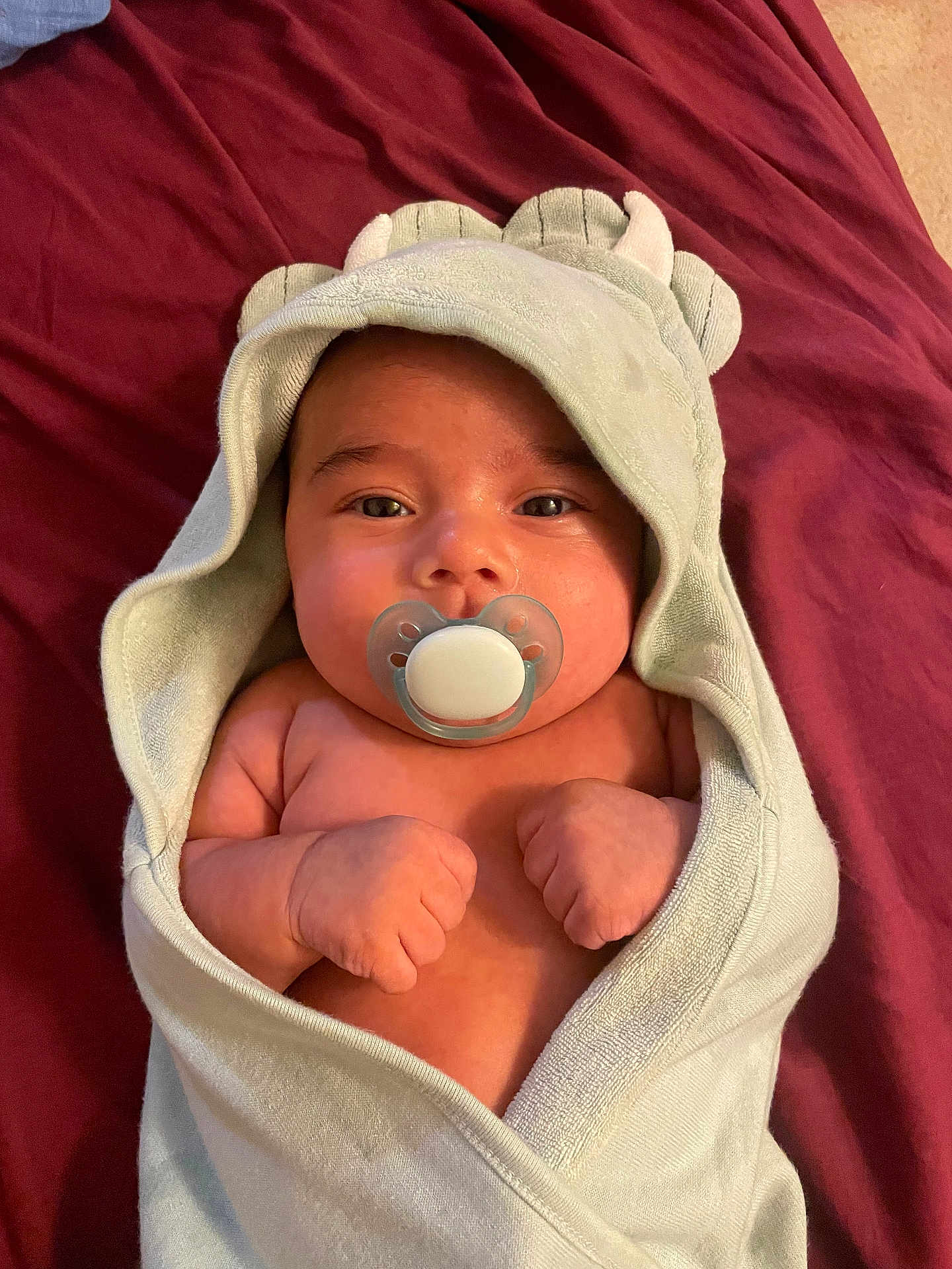 Jerzain Eden joined the competition — help win amazing prizes! baby, blanket, bodypart, bonnet, clothing, face, finger, hand, hat, head, hood, hoodie, knitwear, newborn, person, photography, portrait, sweater, sweatshirt, towel