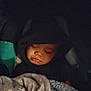 Octavius is registered to the contest to win money with this photo: baby, infant, child, sleeping, hood, blanket, car_seat, face, closed_eyes, lips, cheeks, portrait, cozy, dark, night, nap, cute, peaceful, clothing, soft_fabric