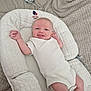 baby, infant, smile, white_onesie, baby_seat, little_chick, cozy, blanket, fabric, texture, cute, happy, child, newborn, resting, indoors, clothing, person, soft, comfort