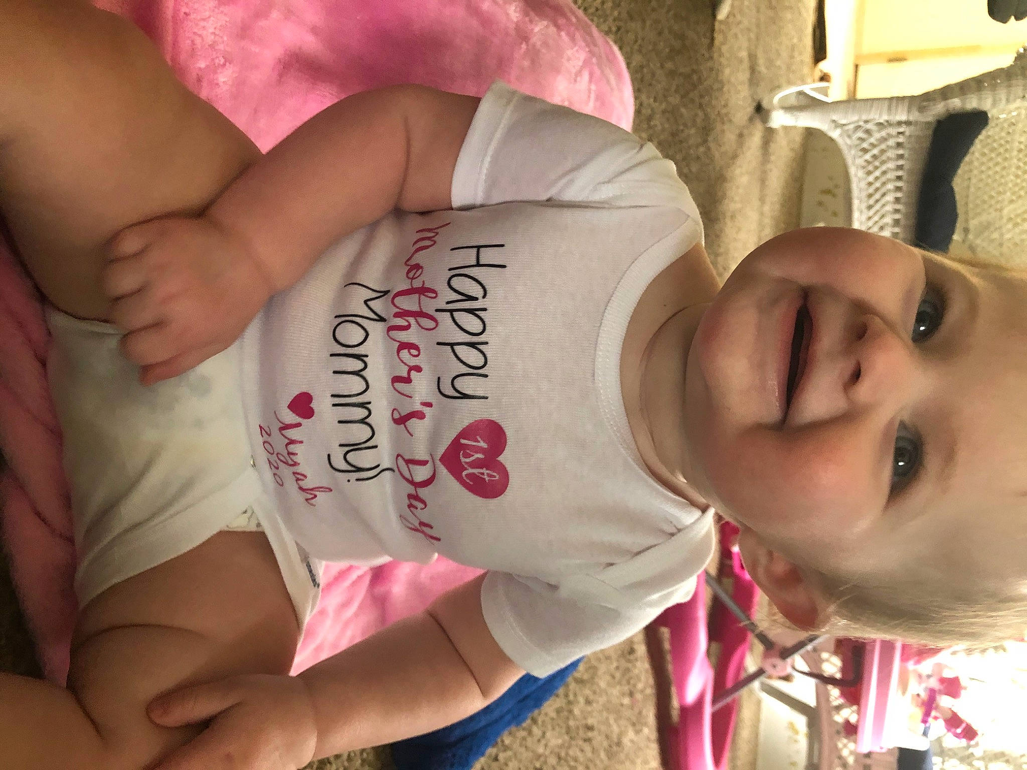 Myah is registered to the contest to win money with this photo: baby, cheek, child, joy, person, pink, product, toddler