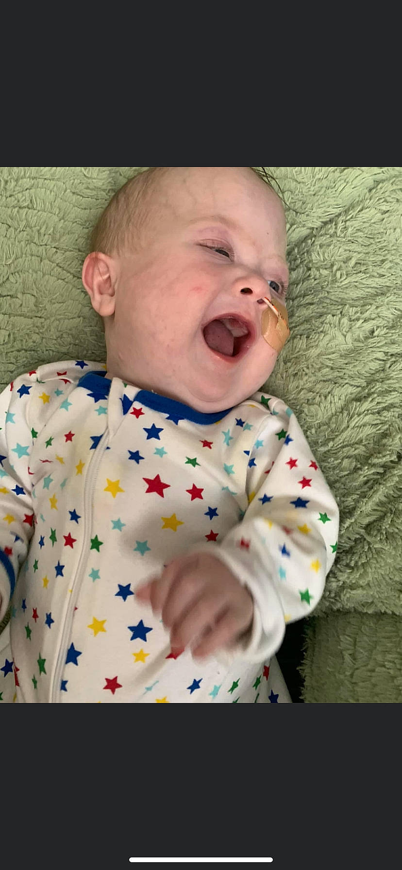 Kingston Isaiah is registered to the contest to win money with this photo: baby, baby_laughing, baby_products, baby_sleeping, baby_toddler_clothing, cheek, child, comfort, fun, happy, linens, nose, pattern, person, shout, skin, sleeve, smile, t_shirt, textile