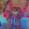 Leewena a rejoint le concours — aidez-le/la à gagner de superbes lots ! balloons, barefoot, birthday, celebration, child, cute, decorations, dress, family, floor_tiles, glasses, happy, indoor, party, pink, portrait, reindeer_ears, smiling, socks, tutu