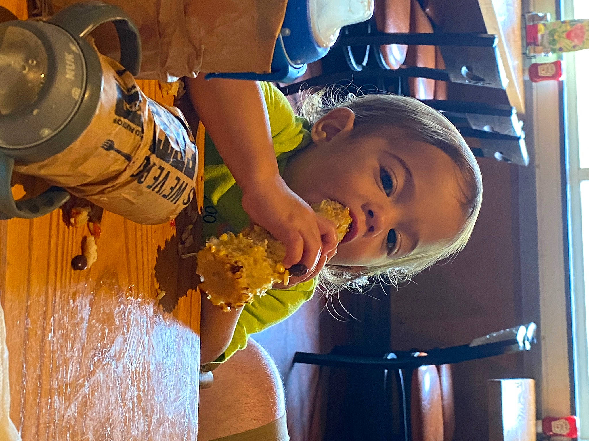 Dexter joined the competition — help win amazing prizes! child, drink, flower, fun, happy, machine, orange, people, person, personal_protective_equipment, room, toddler