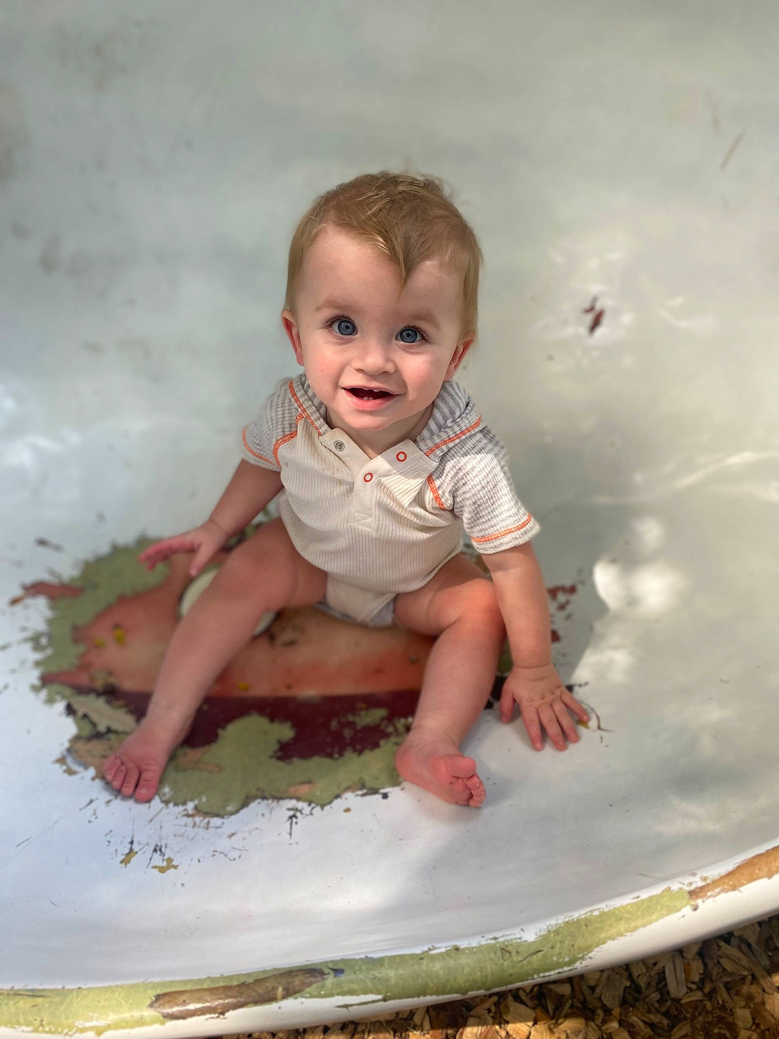 Donald joined the competition — help win amazing prizes! baby, baby_toddler_clothing, child, circle, eye, face, facial_expression, flash_photography, fun, grass, happy, head, people_in_nature, person, portrait_photography, sitting, smile, soil, toddler, vacation