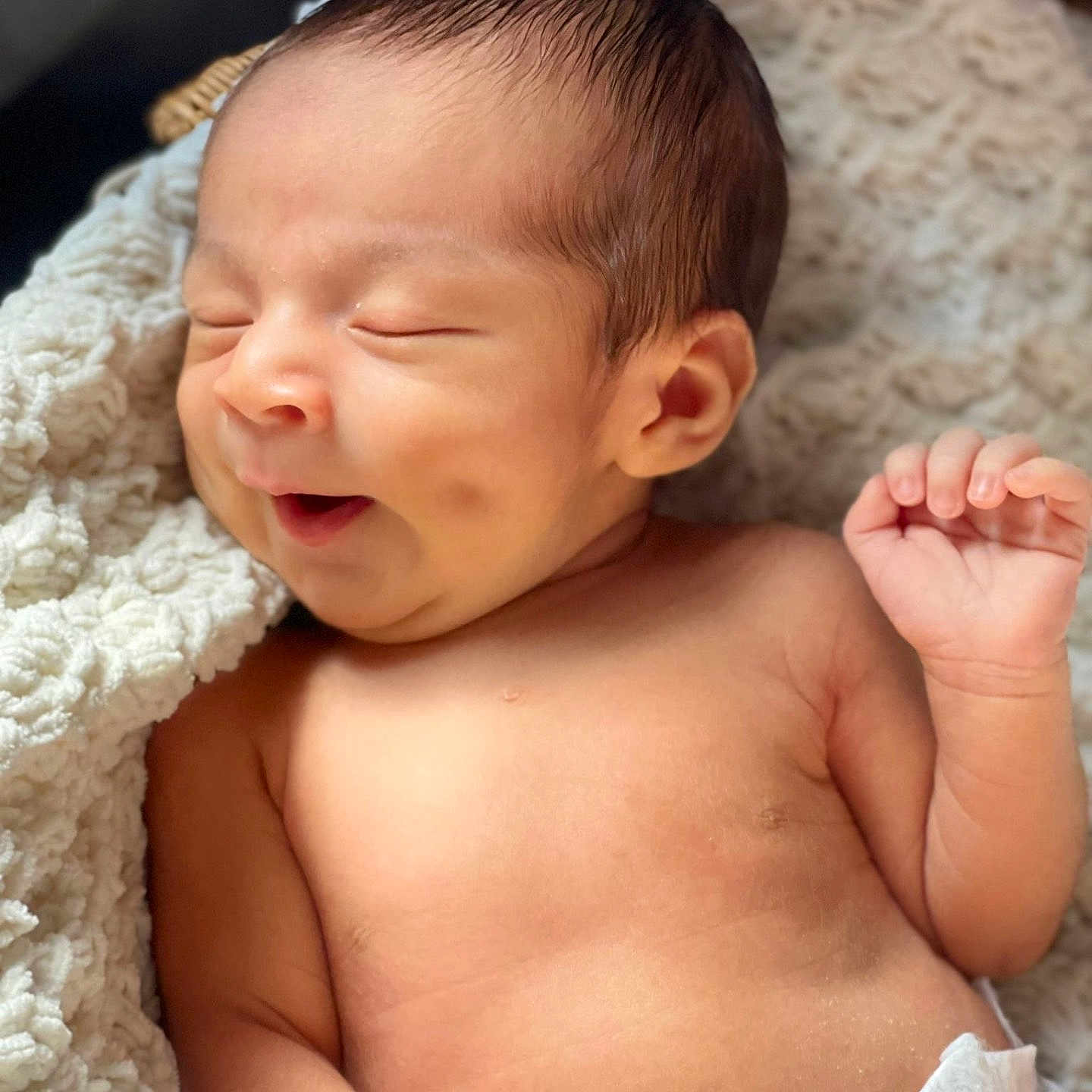 Noah joined the competition — help win amazing prizes! baby, blanket, child, cozy, cute, diaper, face, hand, indoors, infant, knitted, newborn, peaceful, portrait, resting, skin, sleep, sleeping, smiling, soft