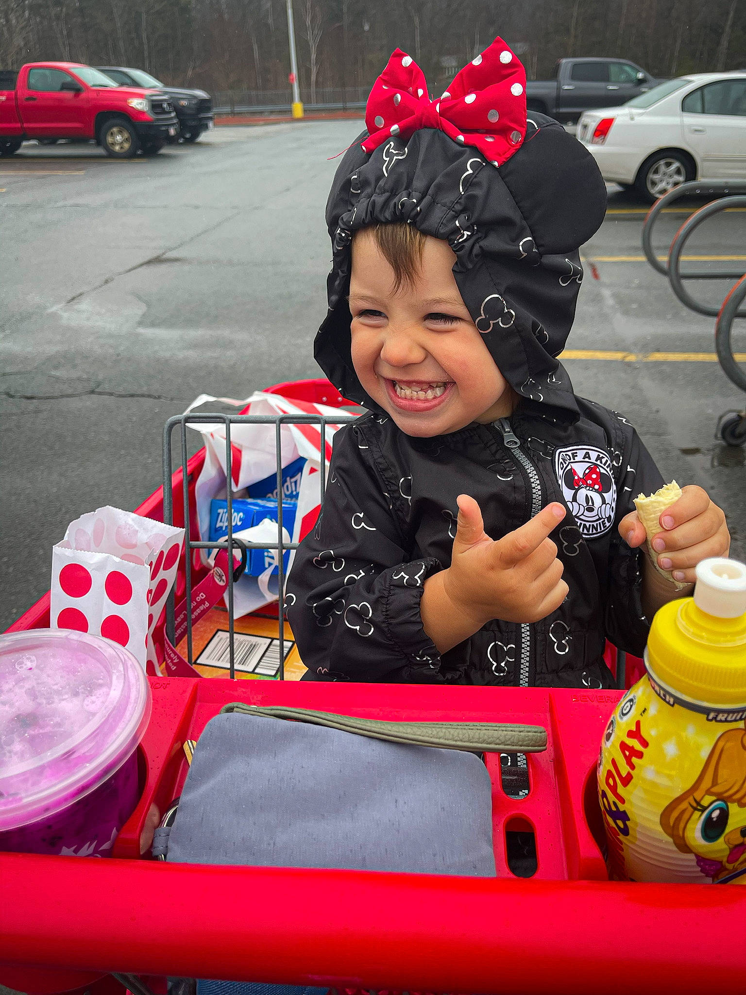 Emmy joined the competition — help win amazing prizes! automotive_design, automotive_exterior, automotive_lighting, automotive_tire, bicycle_helmet, car, fun, headgear, headwear, helmet, joy, land_vehicle, mode_of_transport, motor_vehicle, people, person, personal_protective_equipment, pink, smile, sports_gear