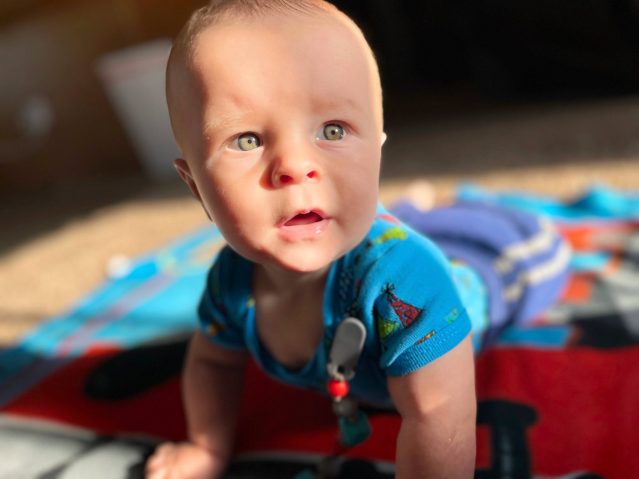 Konnan joined the competition — help win amazing prizes! baby, baby_toddler_clothing, cheek, child, crawling, electric_blue, eye, flash_photography, flooring, fun, grass, happy, head, human_body, iris, leisure, nose, person, recreation, skin