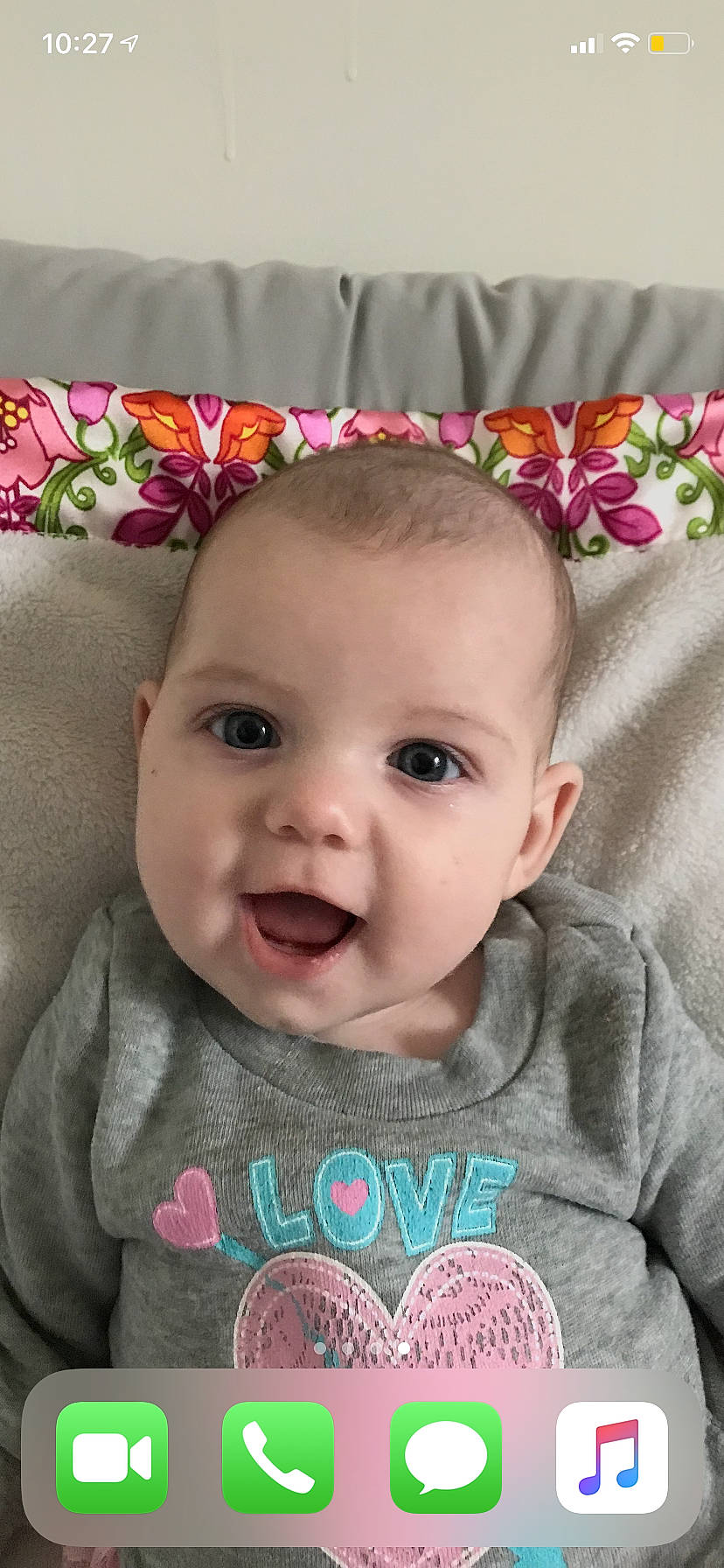 Aleeya is registered to the contest to win money with this photo: baby, baby_laughing, baby_making_funny_faces, baby_toddler_clothing, cheek, child, face, hair_accessory, head, lip, mouth, nose, person, pink, skin, smile, textile, toddler