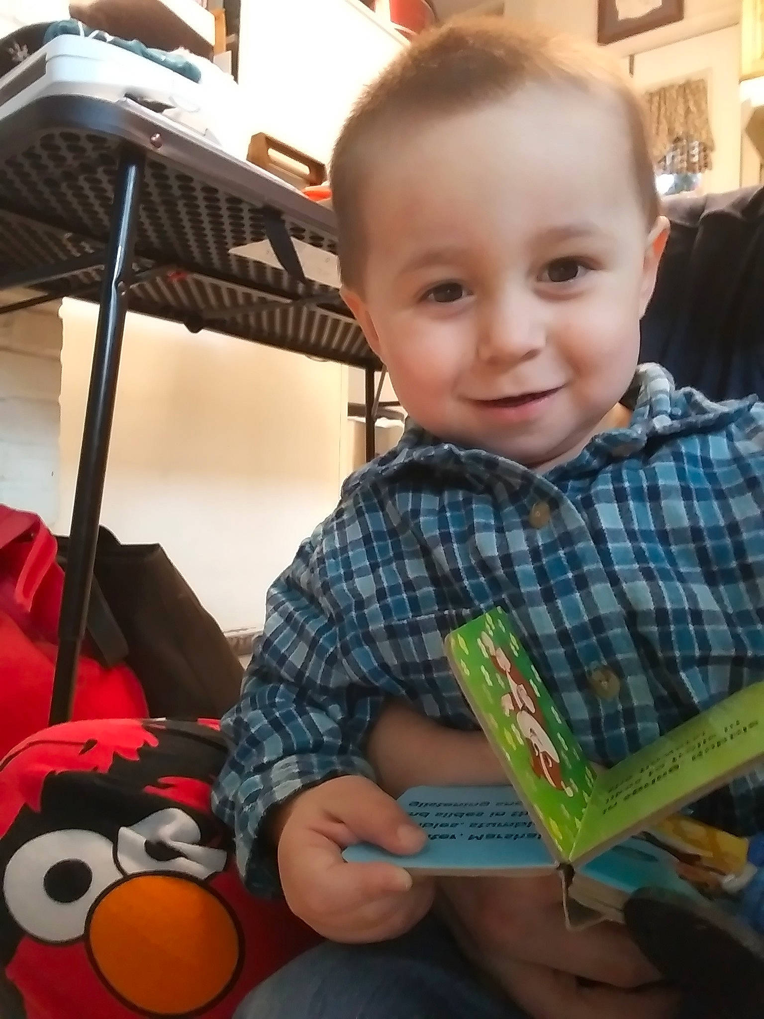 Joey joined the competition — help win amazing prizes! baby, child, ear, person, play, reading, smile, toddler, toy