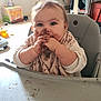 Kiara participe au concours pour gagner de l'argent avec cette photo : baby, bib, child, chocolate, clothing, curious, cute, eating, face, floor, furniture, hands, high_chair, home, indoor, infant, messy, portrait, table, toy