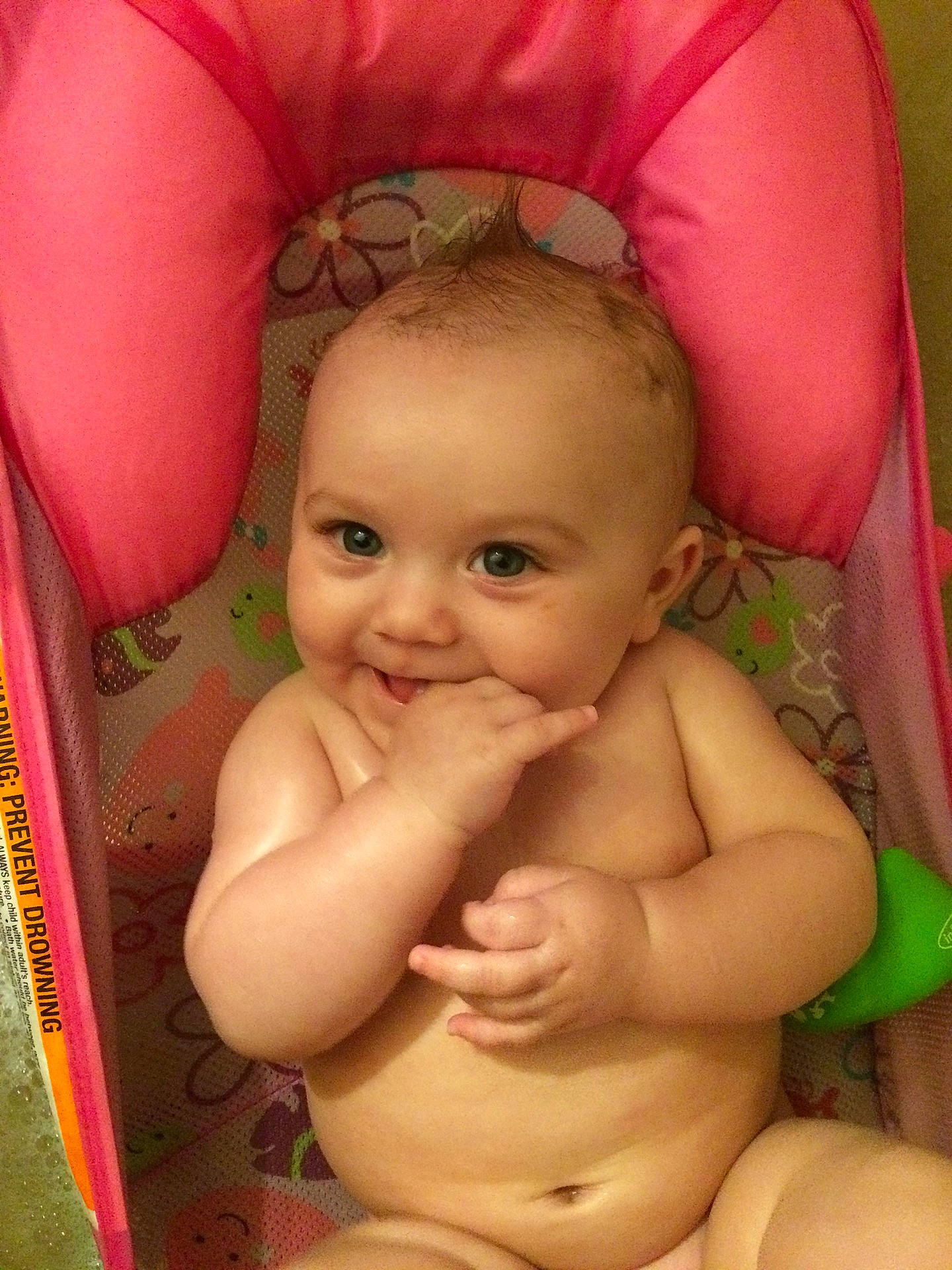 Peyton joined the competition — help win amazing prizes! bathing, cheek, child, finger, hand, infant, iris, joy, lip, mouth, person, pink, skin, toddler