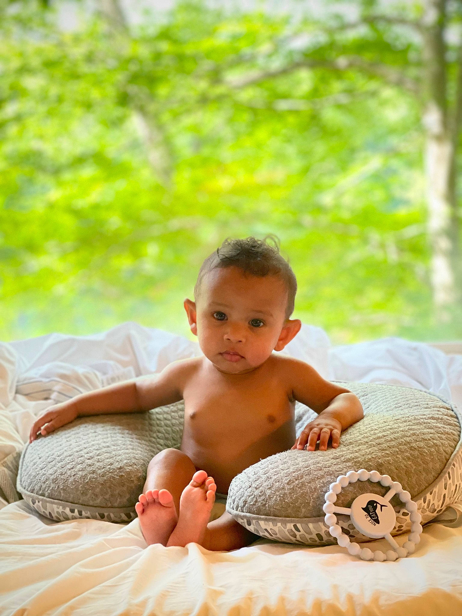 Carter joined the competition — help win amazing prizes! baby, baby_products, baby_toddler_clothing, barefoot, child, comfort, flooring, foot, fun, grass, happy, leisure, linens, people_in_nature, person, sitting, skin, summer, toddler, tree