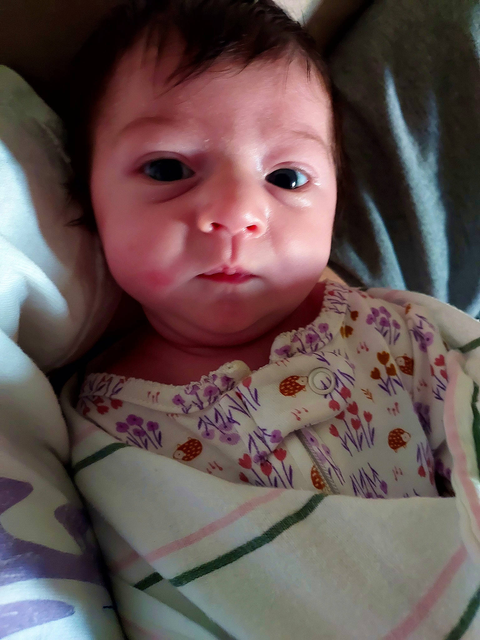 Madilyn joined the competition — help win amazing prizes! baby, baby_toddler_clothing, cheek, child, comfort, ear, eyebrow, eyelash, forehead, happy, head, jaw, linens, lip, mouth, neck, nose, person, skin, sleeve