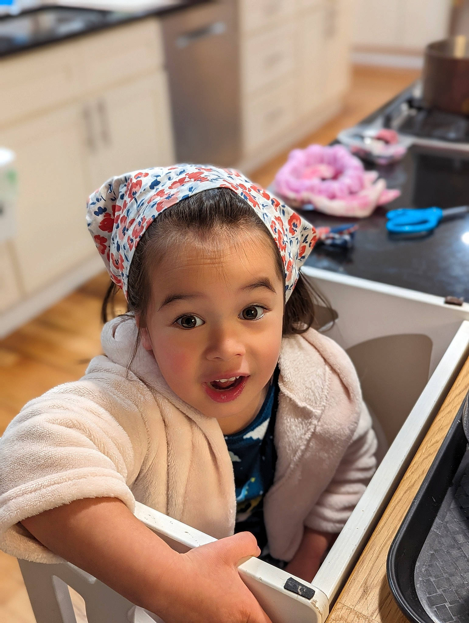 Lily joined the competition — help win amazing prizes! cap, child, eye, eyelash, fashion_accessory, fun, hair_accessory, happy, headband, headpiece, jewellery, leisure, magenta, person, recreation, room, skin, smile, surprise, toddler
