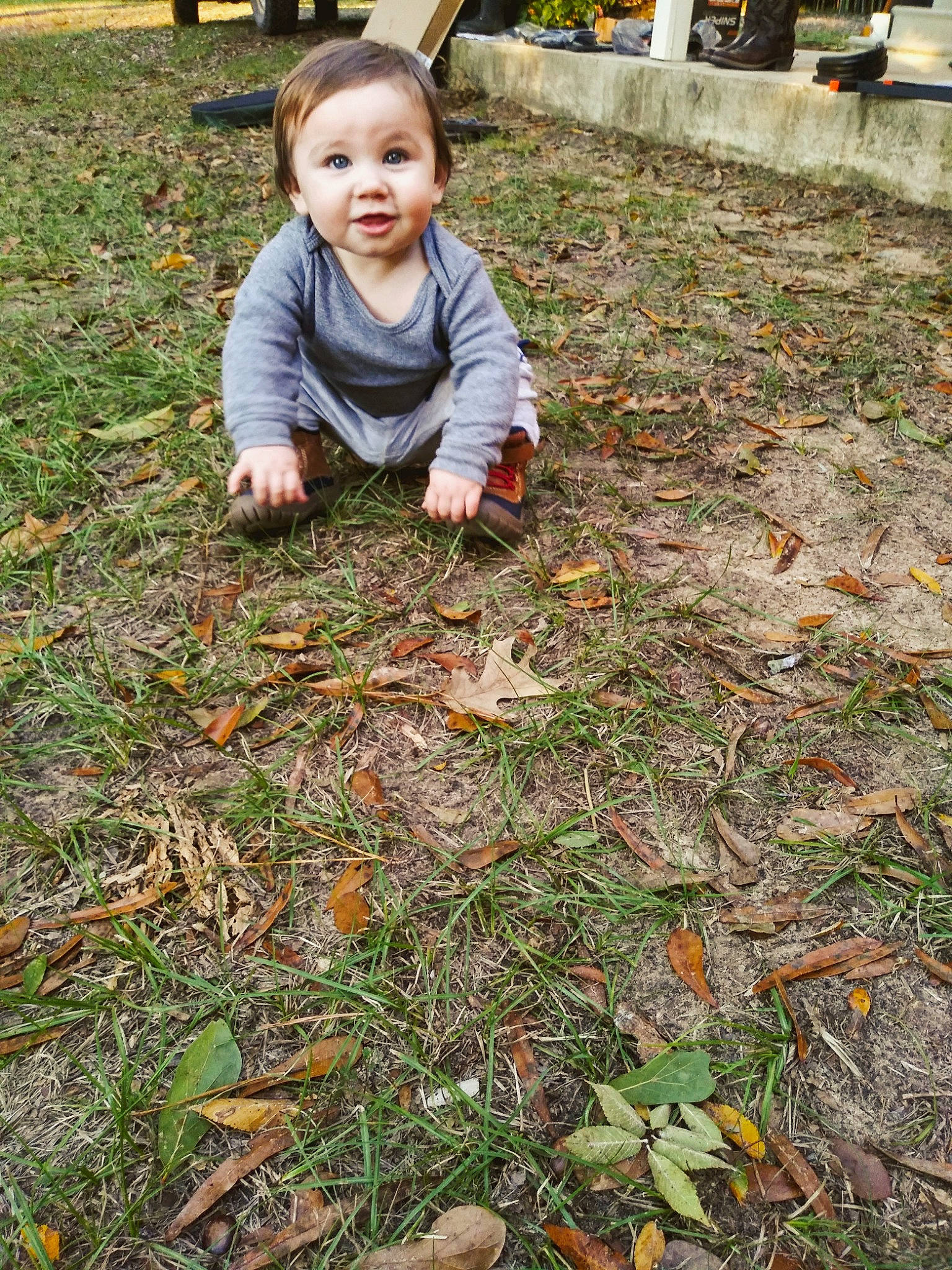 Treyson is registered to the contest to win money with this photo: autumn, child, garden, girl, grass, grass_family, leaf, person, plant, play, recreation, soil, tree