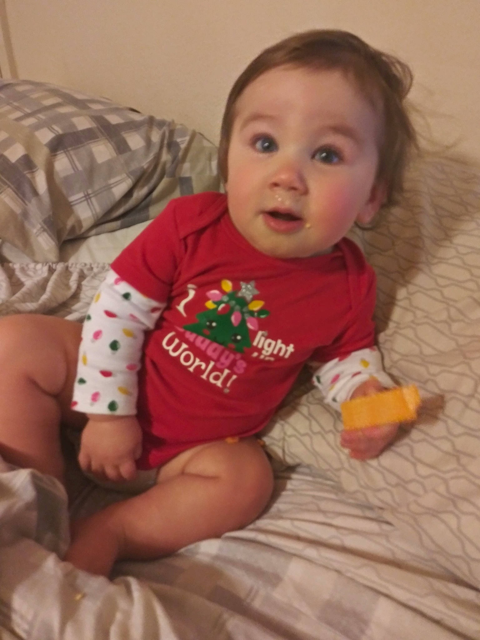 Treyson joined the competition — help win amazing prizes! arm, cheek, child, day, finger, girl, hand, infant, iris, leg, mouth, person, play, product, sitting, skin, surprise, textile, toddler