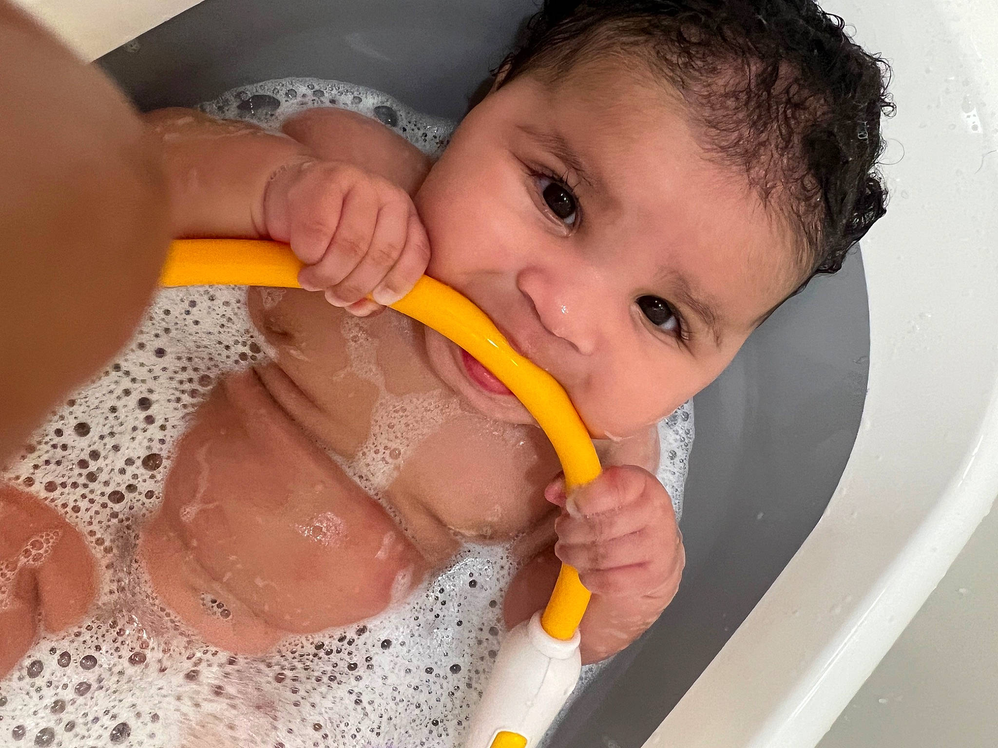 Jazelle joined the competition — help win amazing prizes! arm, baby, baby_bathing, bathing, bathroom, cheek, chest, ear, finger, fun, hand, happy, iris, lip, mouth, nail, nose, person, skin, thumb