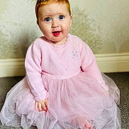 Amelia is registered to the contest to win money with this photo: accessories, baby, bathroom, blackhair, blonde, bodypart, brownhair, clothing, costume, doll, dress, eveningdress, face, fashion, finger, flower, flowerarrangement, flowerbouquet, formalwear, gown