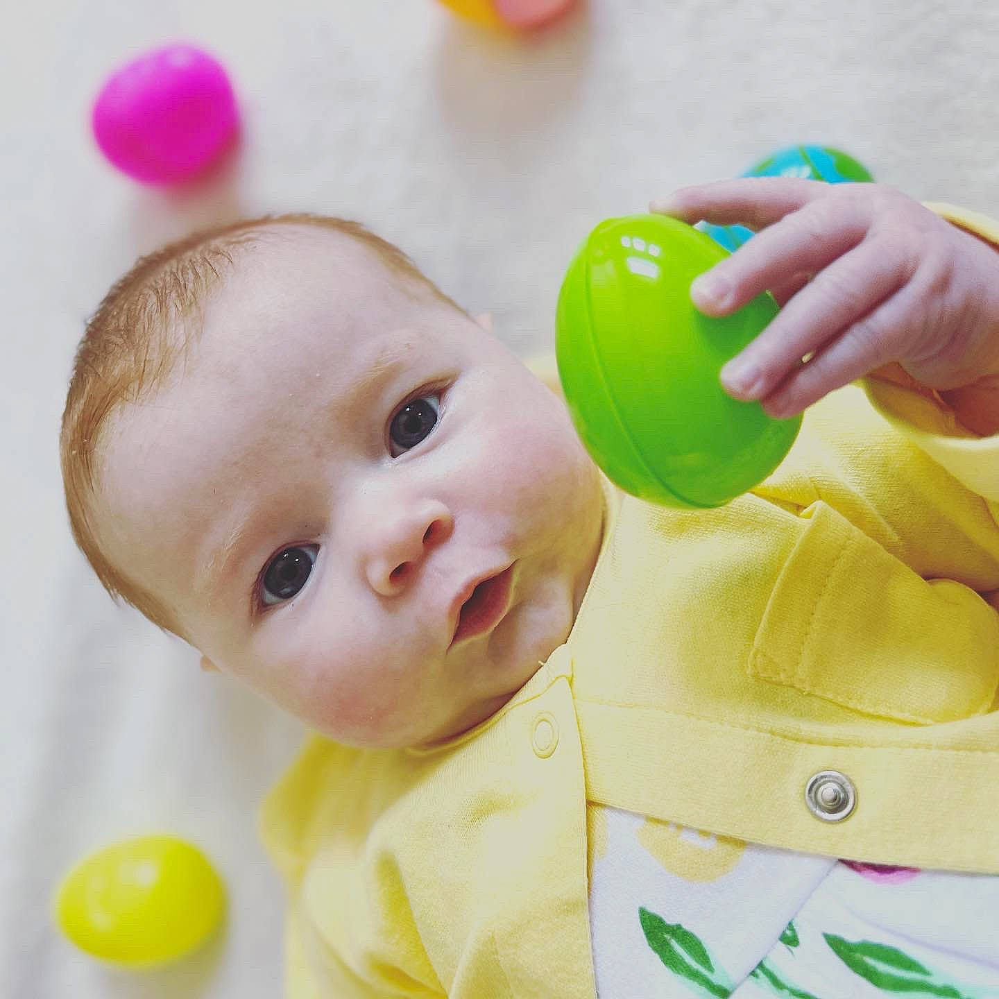 Mackenzie is registered to the contest to win money with this photo: baby, baby_playing_with_toys, baby_products, baby_toddler_clothing, baby_toys, cheek, child, drinkware, eyelash, fun, gesture, happy, nose, party_supply, person, product, skin, tableware, toddler, toy