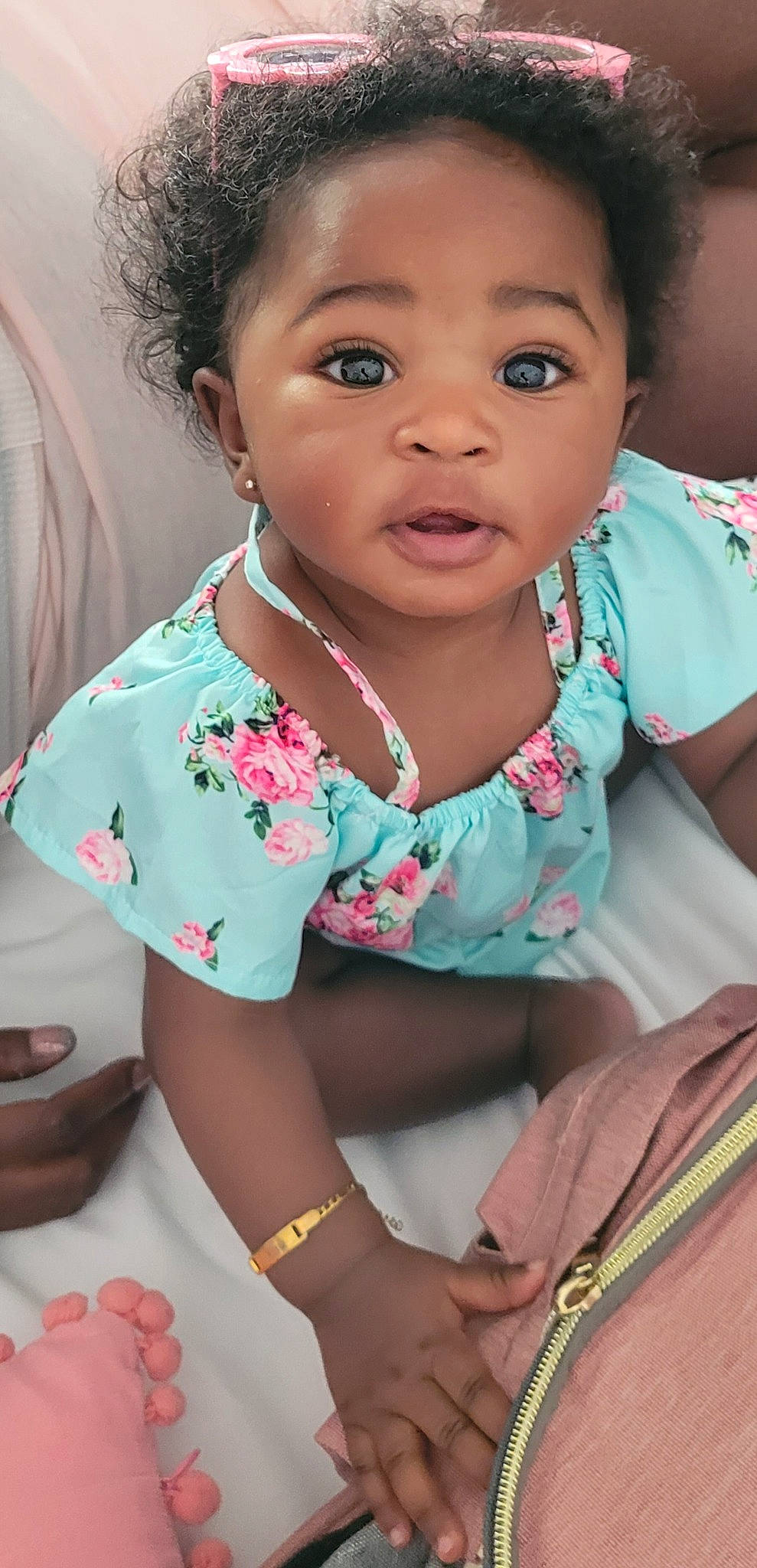 Alivia joined the competition — help win amazing prizes! baby_toddler_clothing, black_hair, cheek, chin, elbow, eye, eyelash, face, happy, iris, lip, mouth, neck, nose, person, pink, skin, sleeve, thigh, toddler