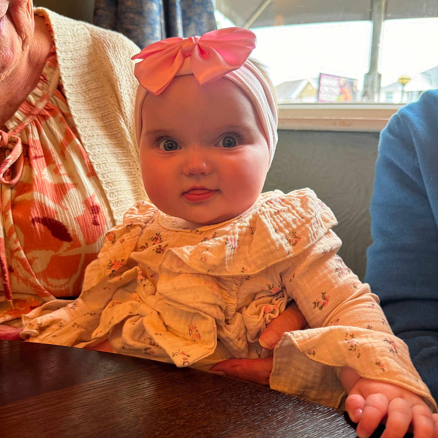 Cecilia-Rae is registered to the contest to win money with this photo: accessories, adult, baby, bodypart, clothing, couch, face, female, finger, furniture, glasses, hand, hardwood, hat, head, person, photography, portrait, woman, wood