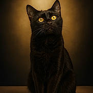 Minette participe au concours pour gagner de l'argent avec cette photo : cat, black_cat, animal, pet, portrait, sitting, yellow_eyes, fur, whiskers, indoor, studio_lighting, soft_light, dark_background, feline, cute, alert, majestic, mysterious, looking_up, closeup