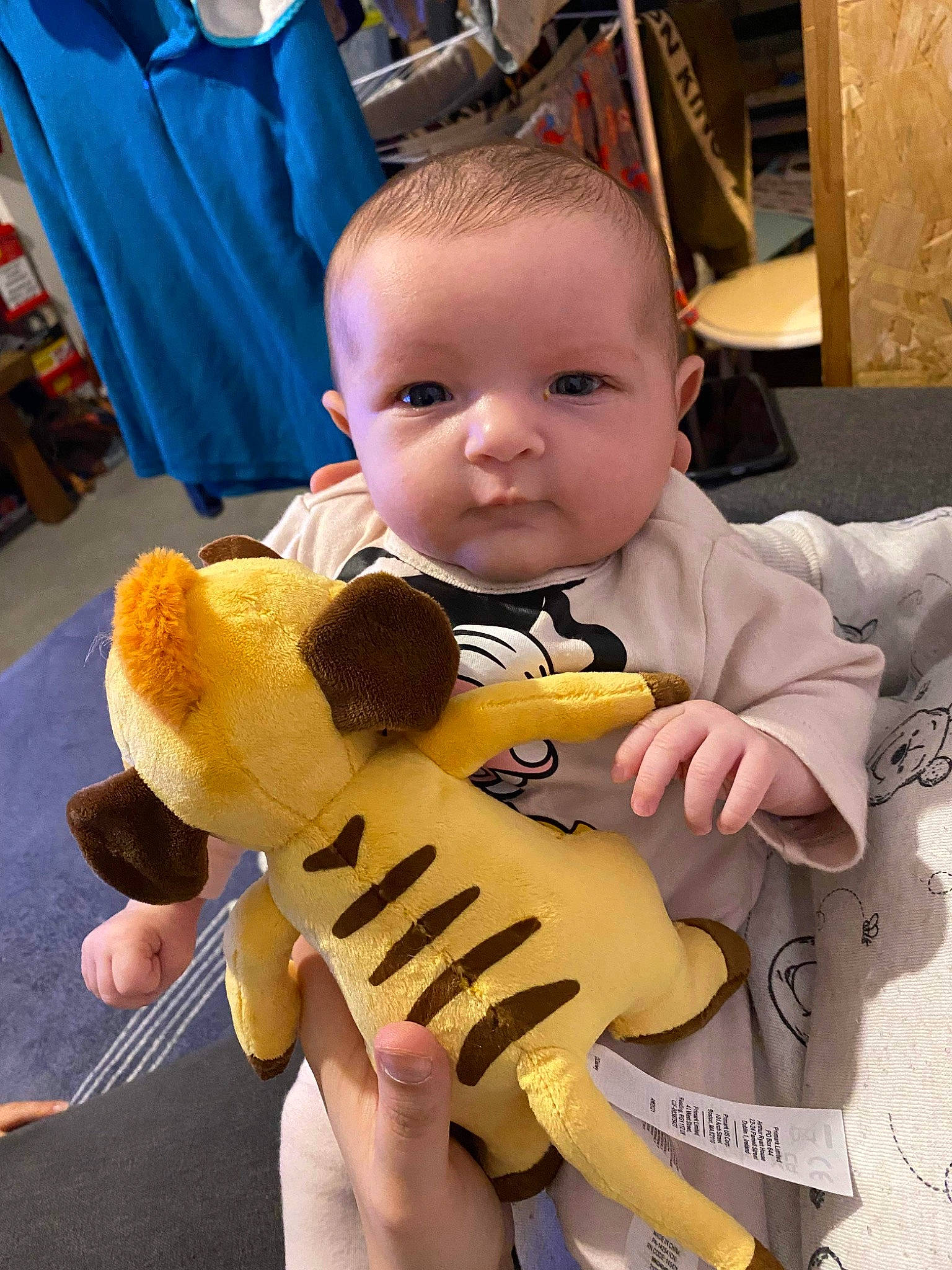 Elyssa a rejoint le concours — aidez-le/la à gagner de superbes lots ! baby, baby_products, baby_toddler_clothing, blue, chair, cheek, child, eye, fun, happy, nail, orange, person, plush, sitting, skin, stuffed_toy, thumb, toddler, toy