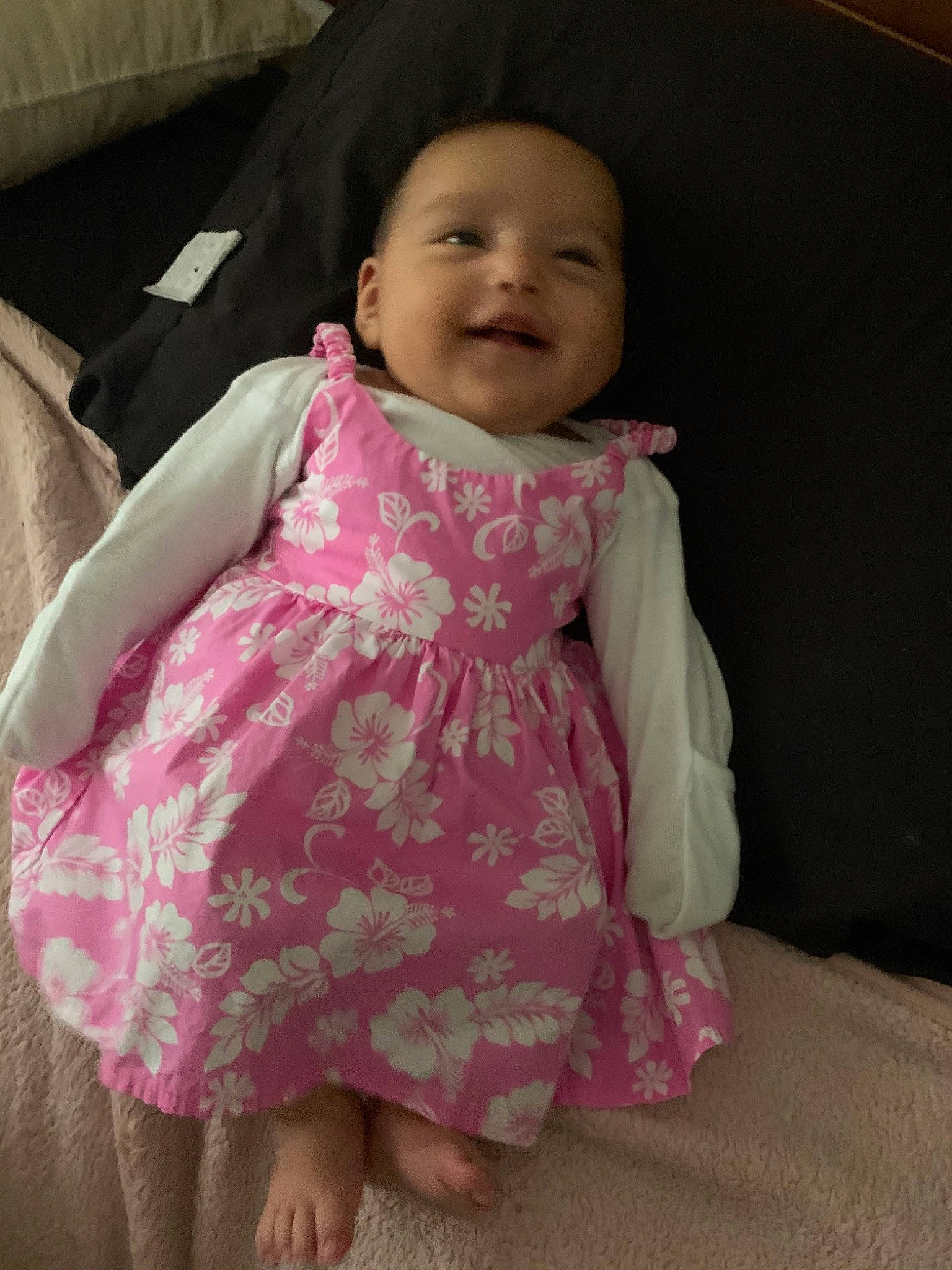 Riverlynn joined the competition — help win amazing prizes! baby, cheek, child, dress, lip, person, pink, skin, smile, textile, toddler