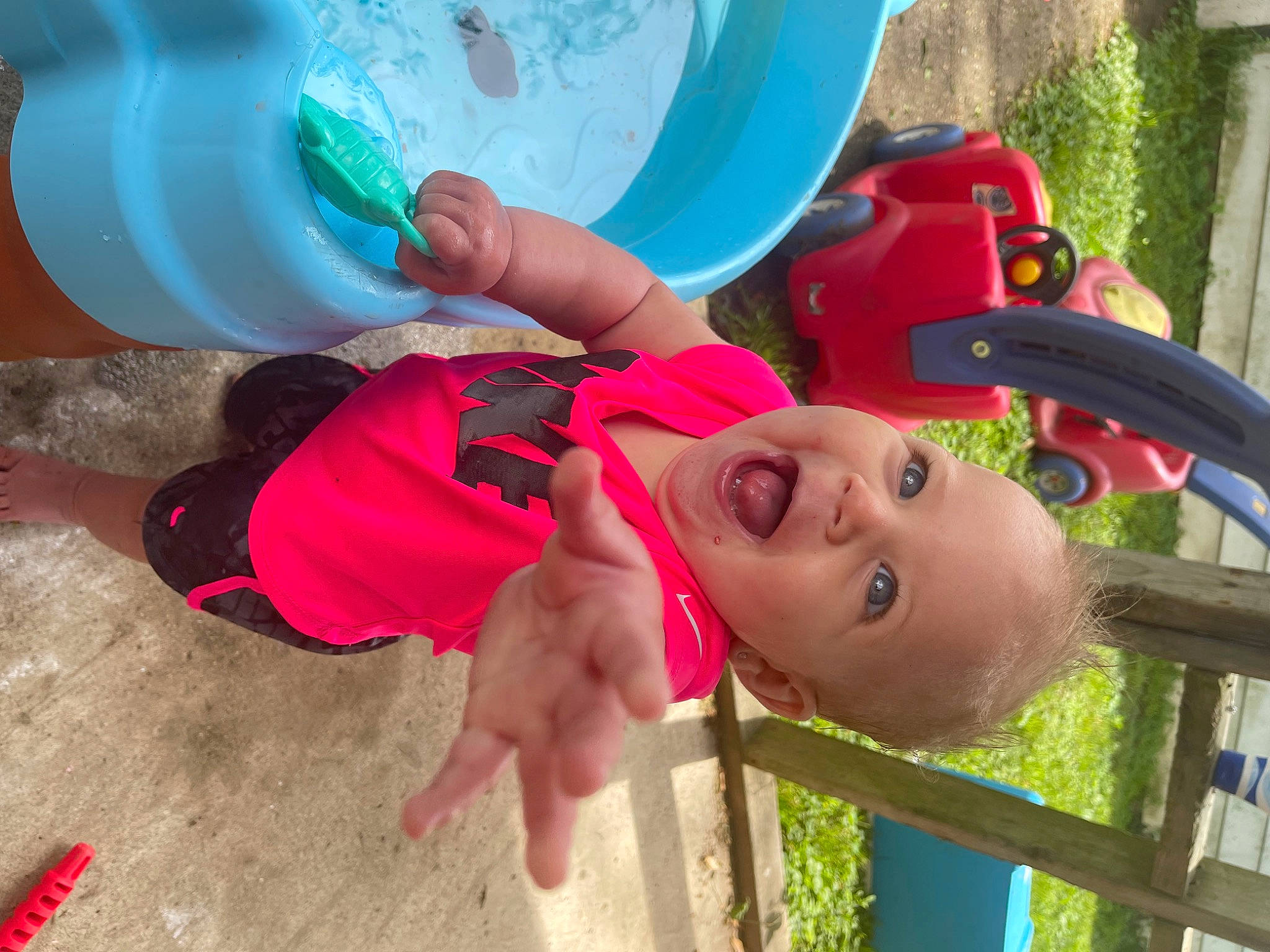 Hadlee joined the competition — help win amazing prizes! child, city, fence, fun, green, happy, hat, leisure, person, pink, plastic, play, playground, recreation, smile, sunglasses, t_shirt, toddler, tree, vacation