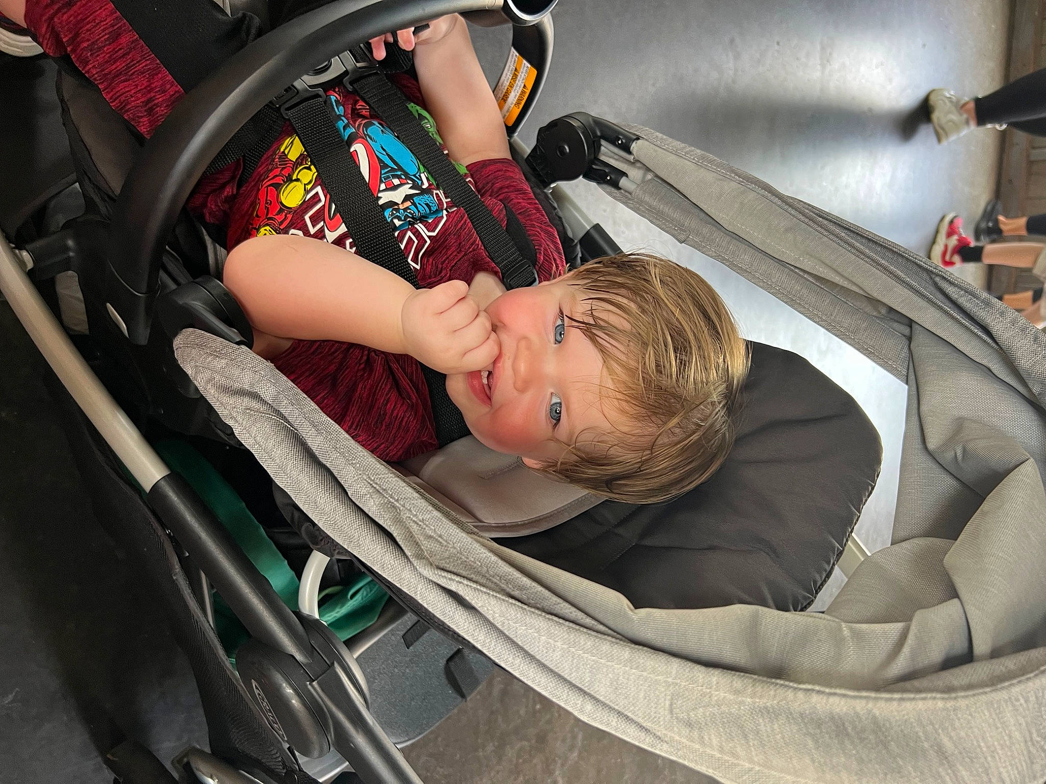 Austin is registered to the contest to win money with this photo: auto_part, automotive_design, automotive_exterior, baby, baby_carriage, baby_in_car_seat, car, car_seat, car_seat_cover, comfort, family_car, joy, luxury_vehicle, motor_vehicle, person, personal_luxury_car, product, seat_belt, steering_wheel, toddler