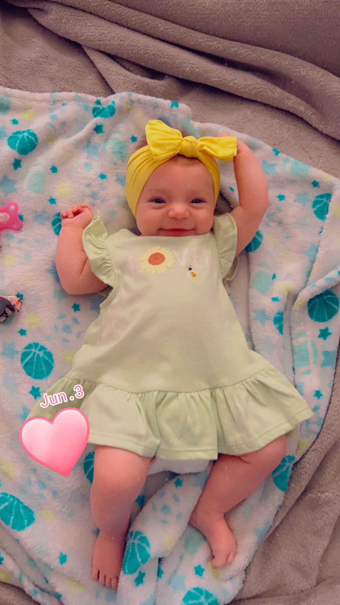 Emery joined the competition — help win amazing prizes! baby, baby_products, baby_toddler_clothing, child, comfort, day_dress, dress, fun, happy, hat, joy, linens, pattern, person, pink, skin, sleeve, smile, sun_hat, textile