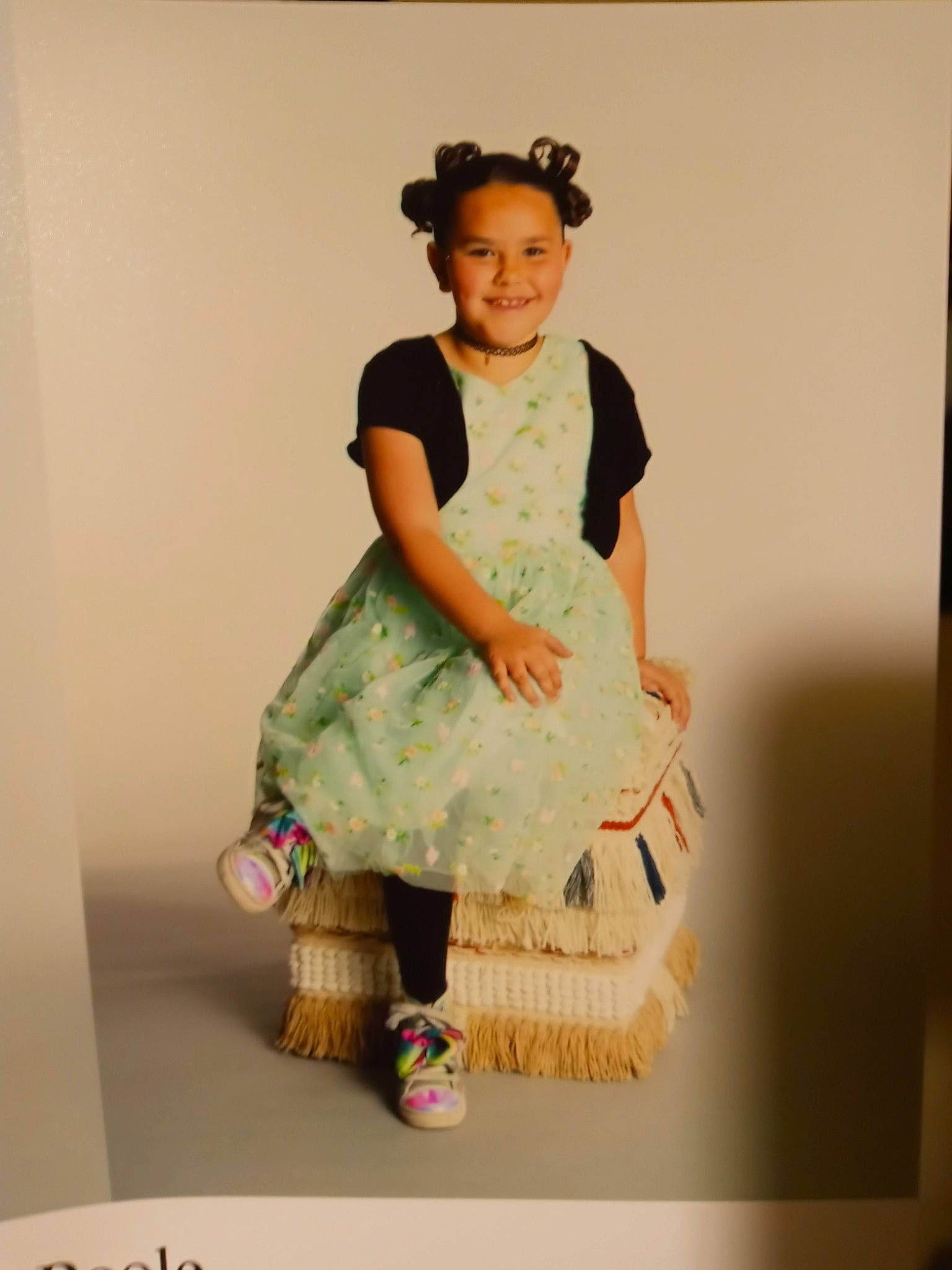 Alisa joined the competition — help win amazing prizes! baby_toddler_clothing, child, costume, day_dress, embellishment, event, fashion_design, formal_wear, happy, joy, magenta, one_piece_garment, pattern, peach, person, room, ruffle, sleeve, smile, toddler