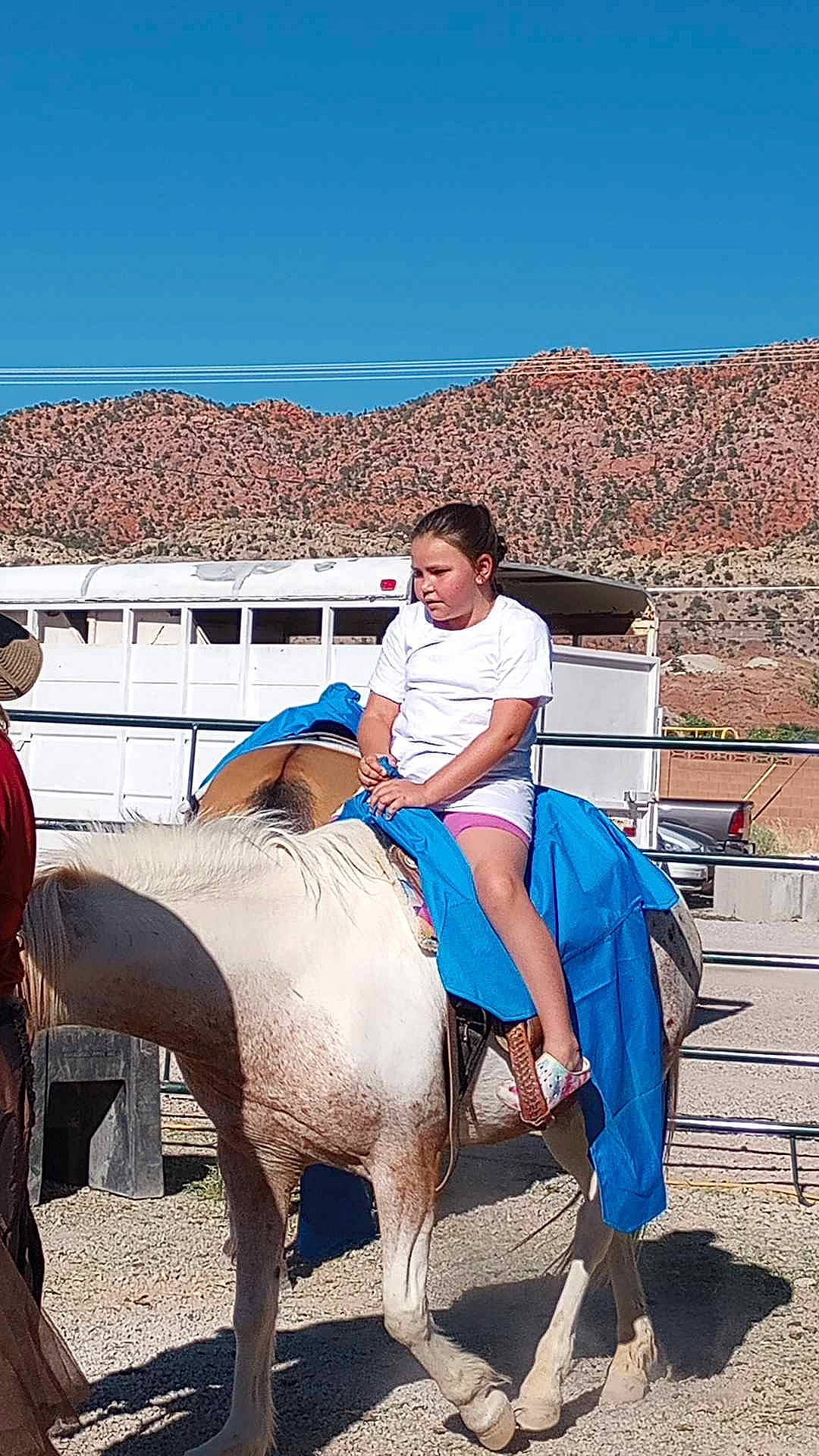 Alisa joined the competition — help win amazing prizes! blue, bull, event, fun, human_leg, landscape, leisure, livestock, pack_animal, person, recreation, rein, shorts, sky, stallion, t_shirt, tourism, traditional_sport, travel, vacation