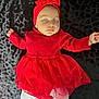 Lahna participe au concours pour gagner de l'argent avec cette photo : baby, sleeping, red_dress, headband, tights, bracelet, infant, peaceful, lying_down, cute, child, portrait, indoors, soft_lighting, close_up, fashion, texture, black_background, adorable, resting