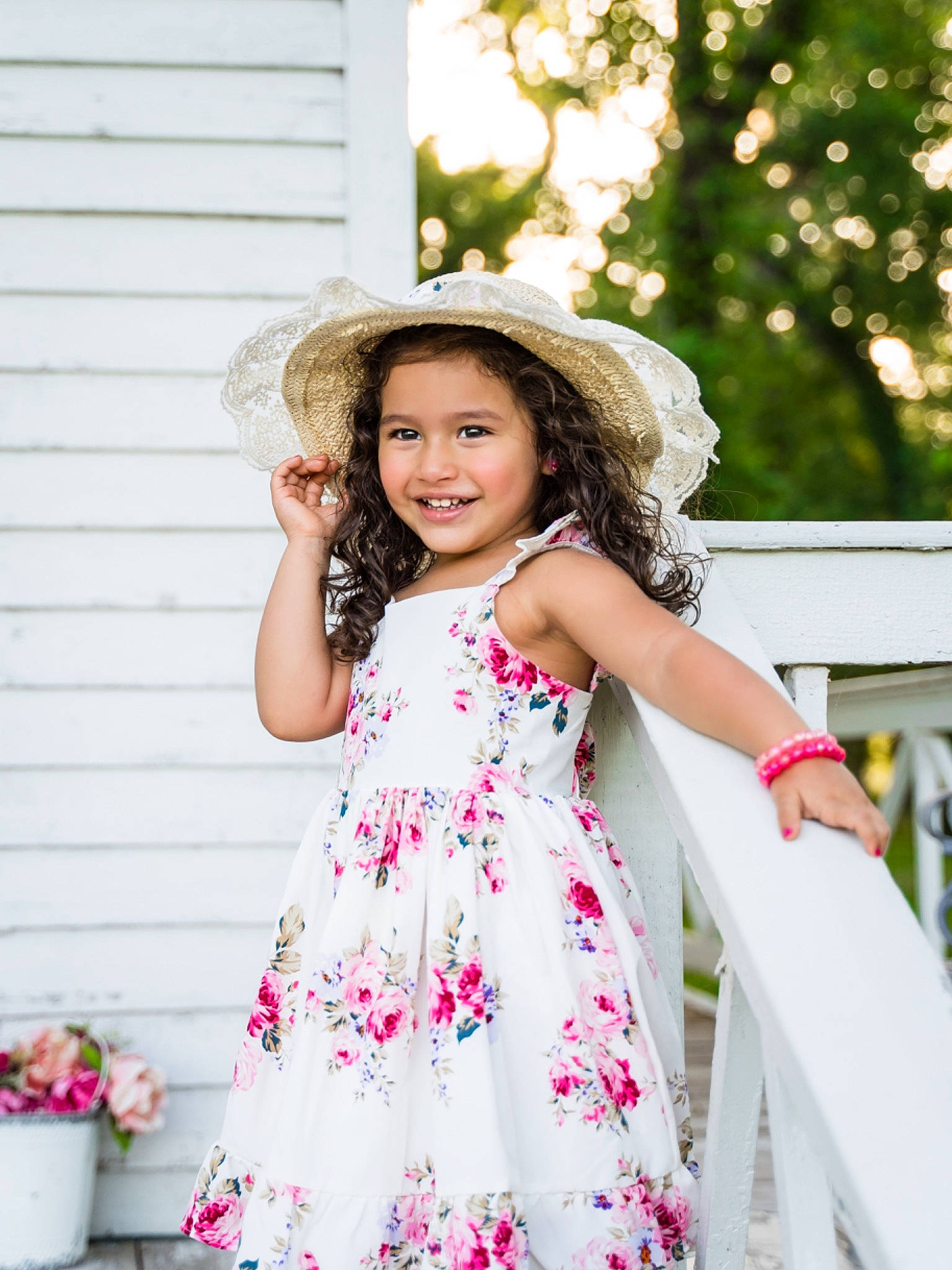 Layla is registered to the contest to win money with this photo: clothing, day_dress, dress, eye, face, flash_photography, flowerpot, happy, hat, head, joy, one_piece_garment, people_in_nature, person, pink, plant, shoulder, skin, sleeve, smile