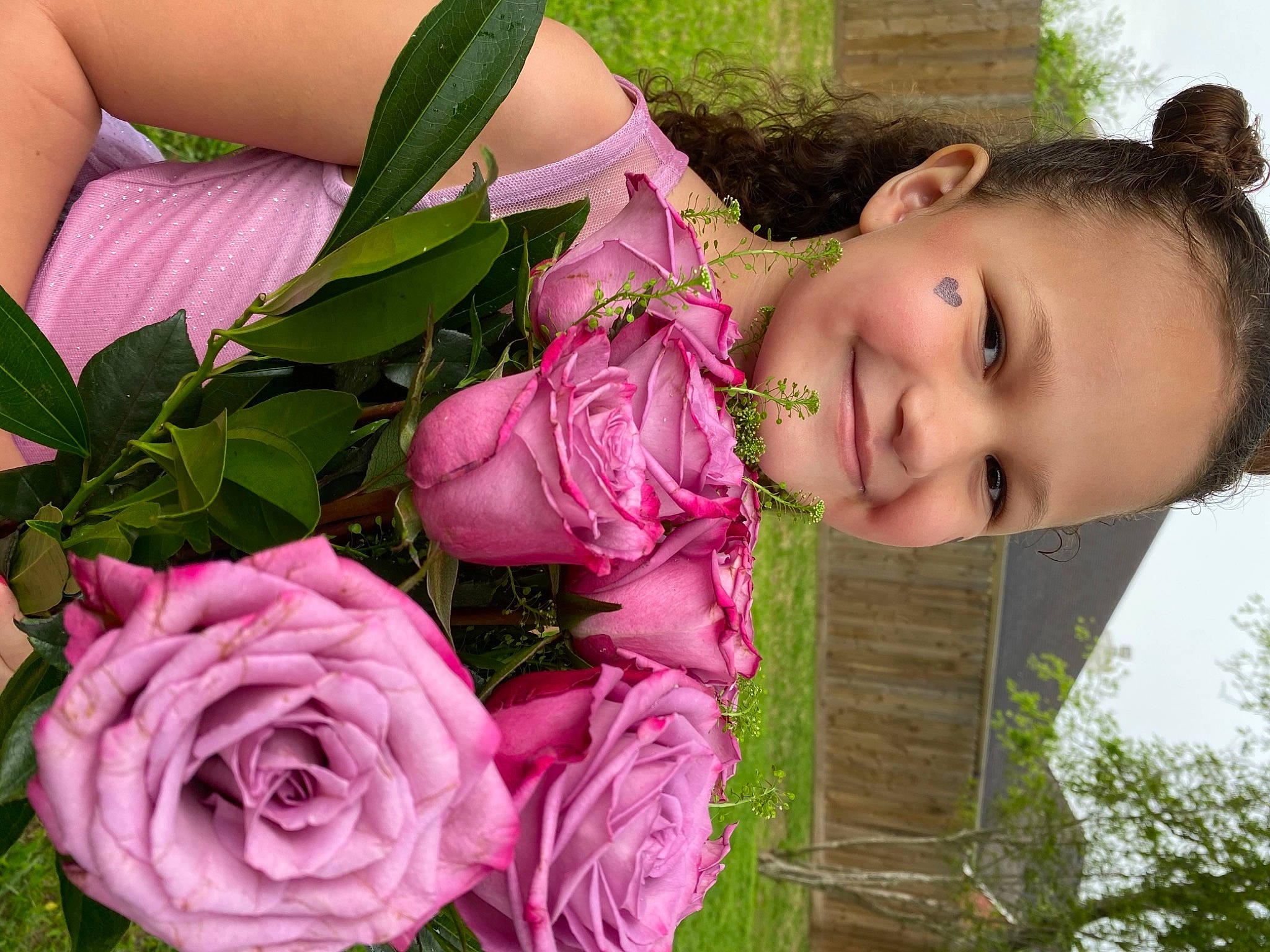 Jayla joined the competition — help win amazing prizes! flower, flower_arranging, flowering_plant, garden_roses, grass, green, happy, hybrid_tea_rose, joy, leaf, magenta, nature, people_in_nature, person, petal, pink, plant, rosa_centifolia, rose, smile